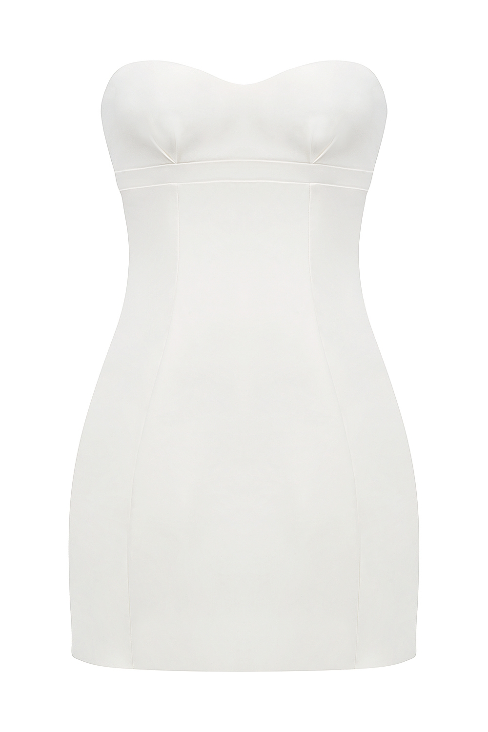 White Strapless Twill Mini Dress
