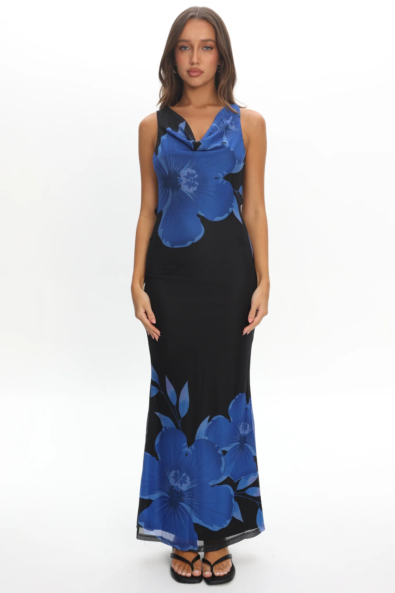 Cassiopeia Open Back Maxi Dress Hibiscus Blue