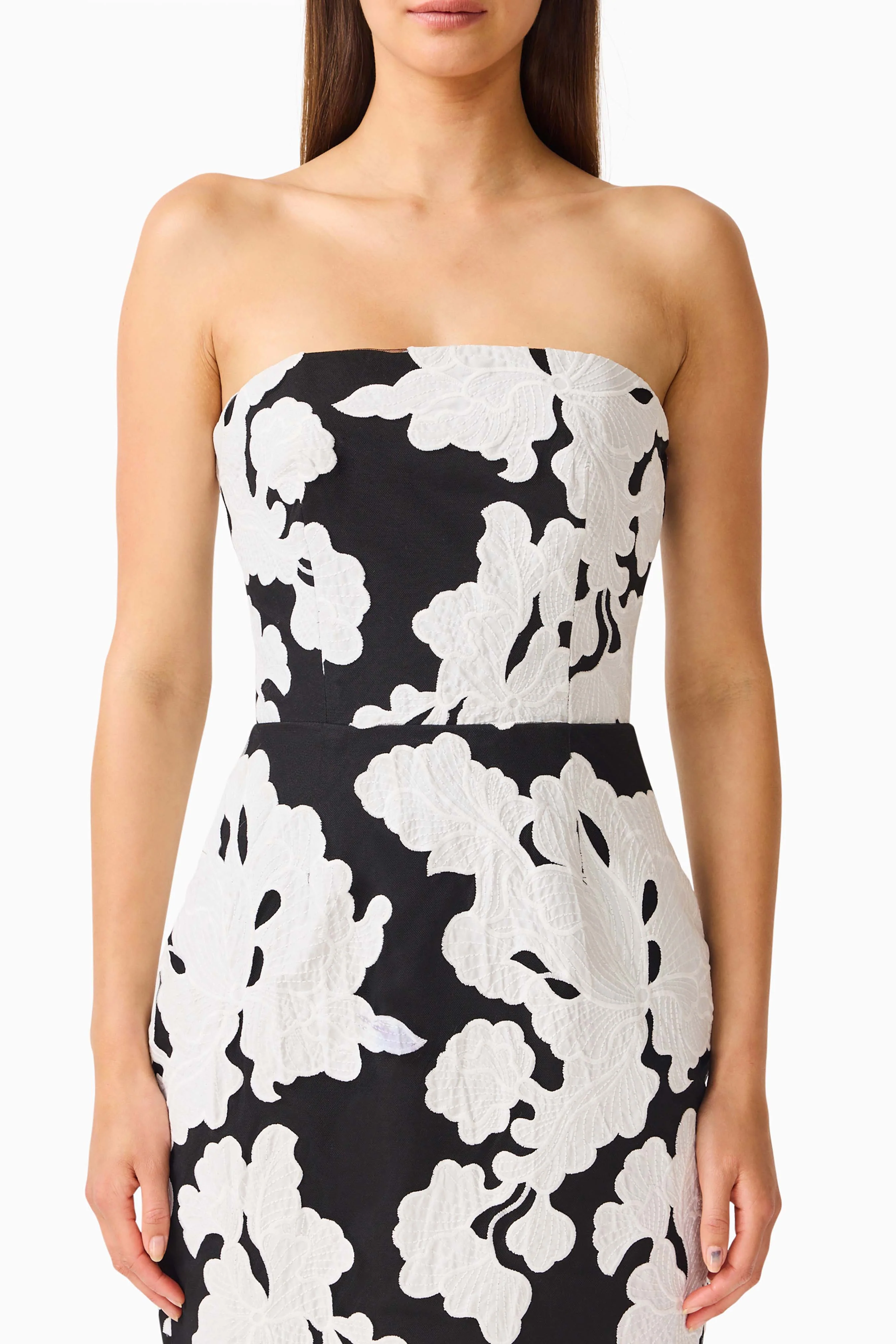 Bloomnoir Column Midi Dress in Black & White