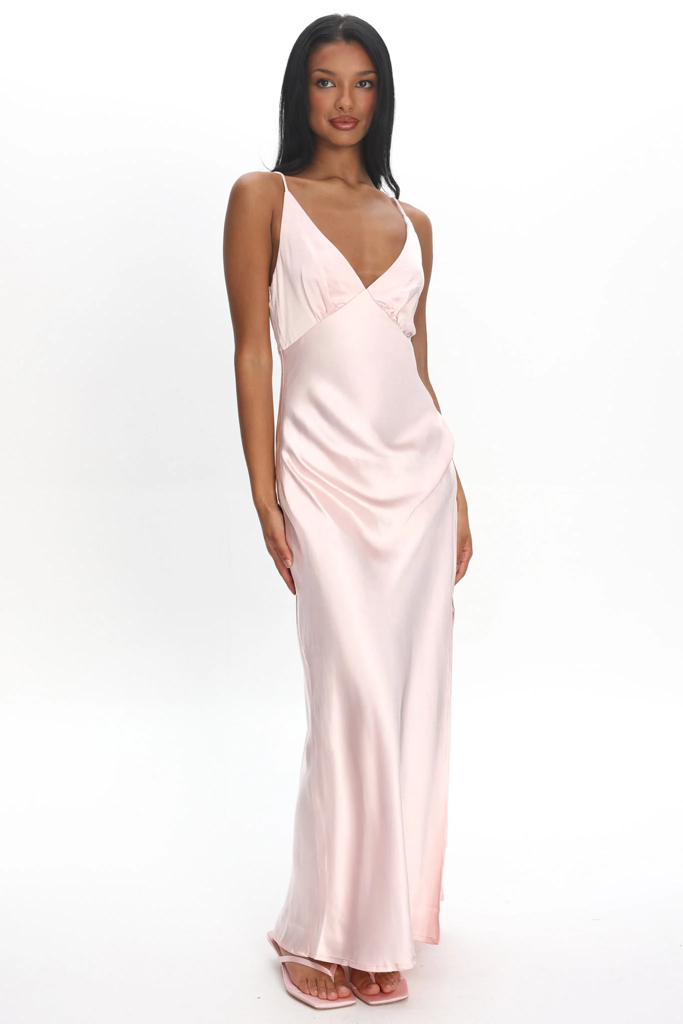 Marlie Side Pleat Maxi Dress Blush