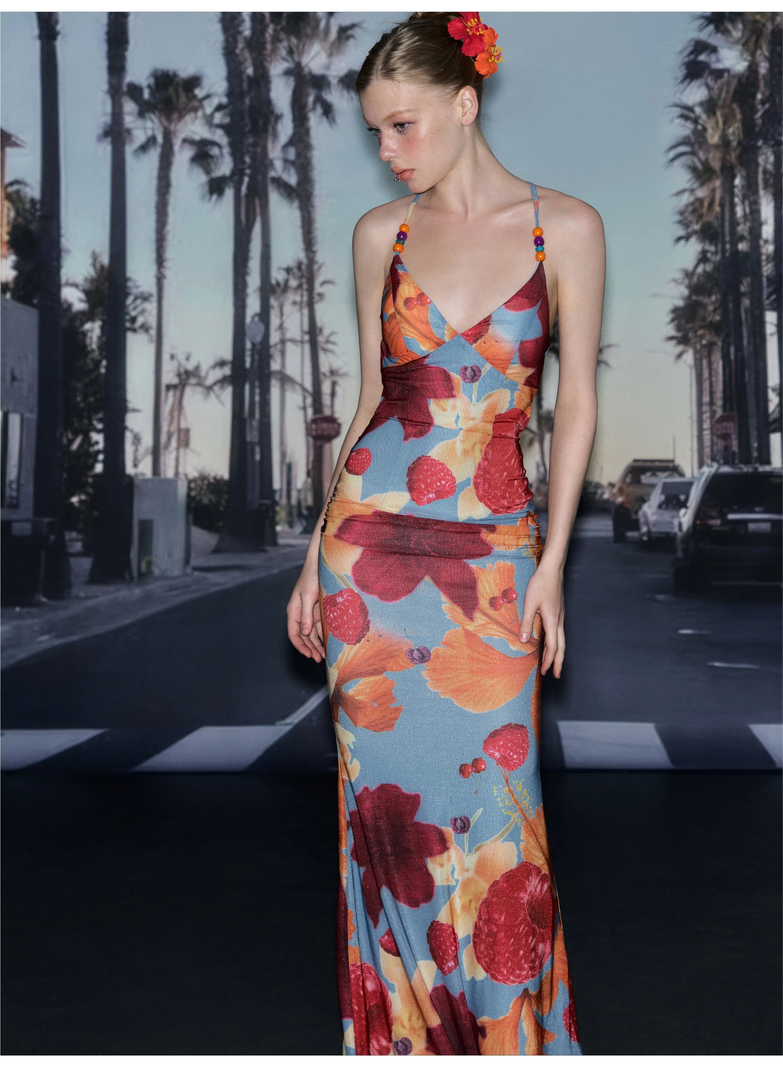 Fitted Backless Print Dress