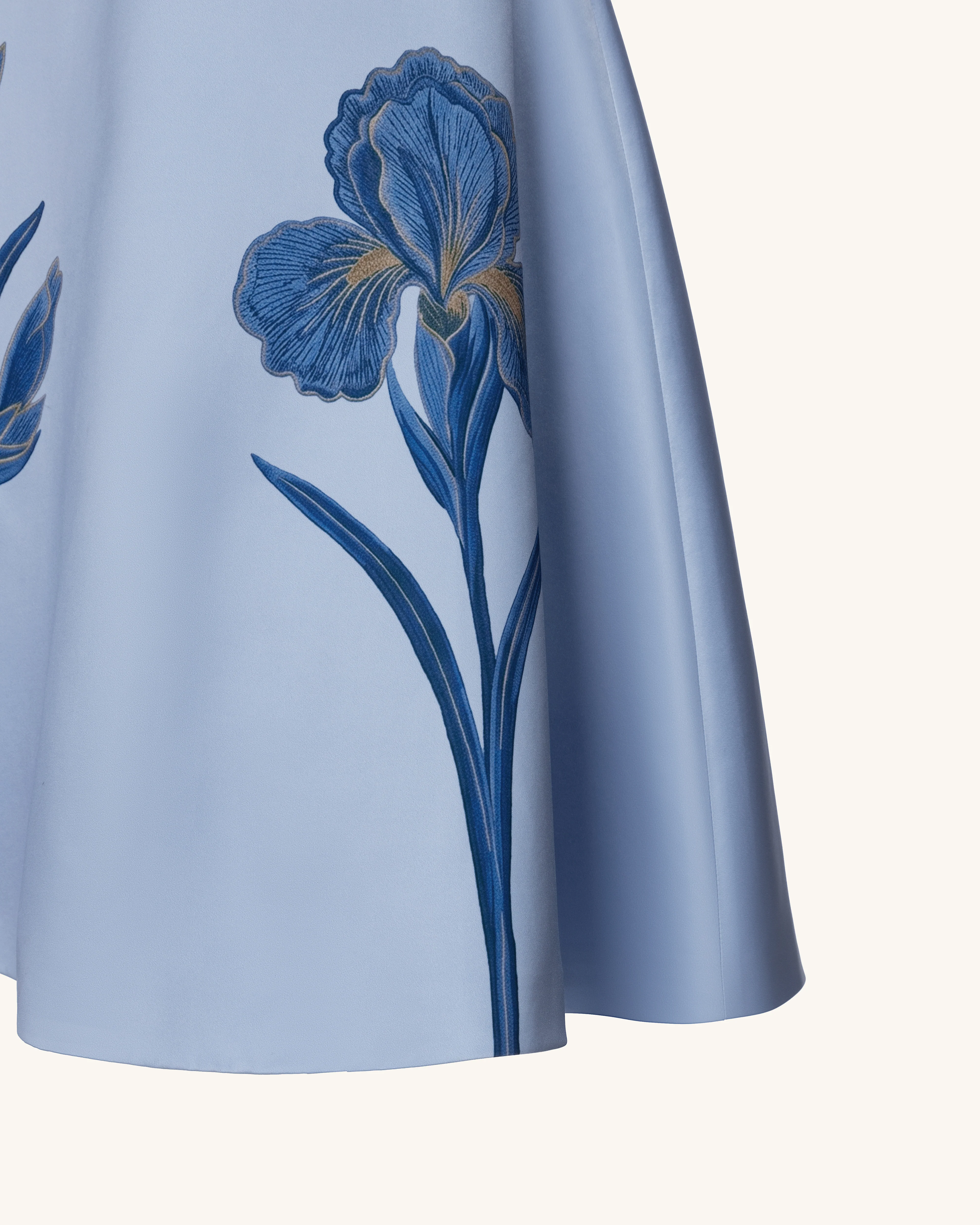 Iris Embroidered Strapless A-Line Midi Dress - Dusty Blue - FASHION NOB