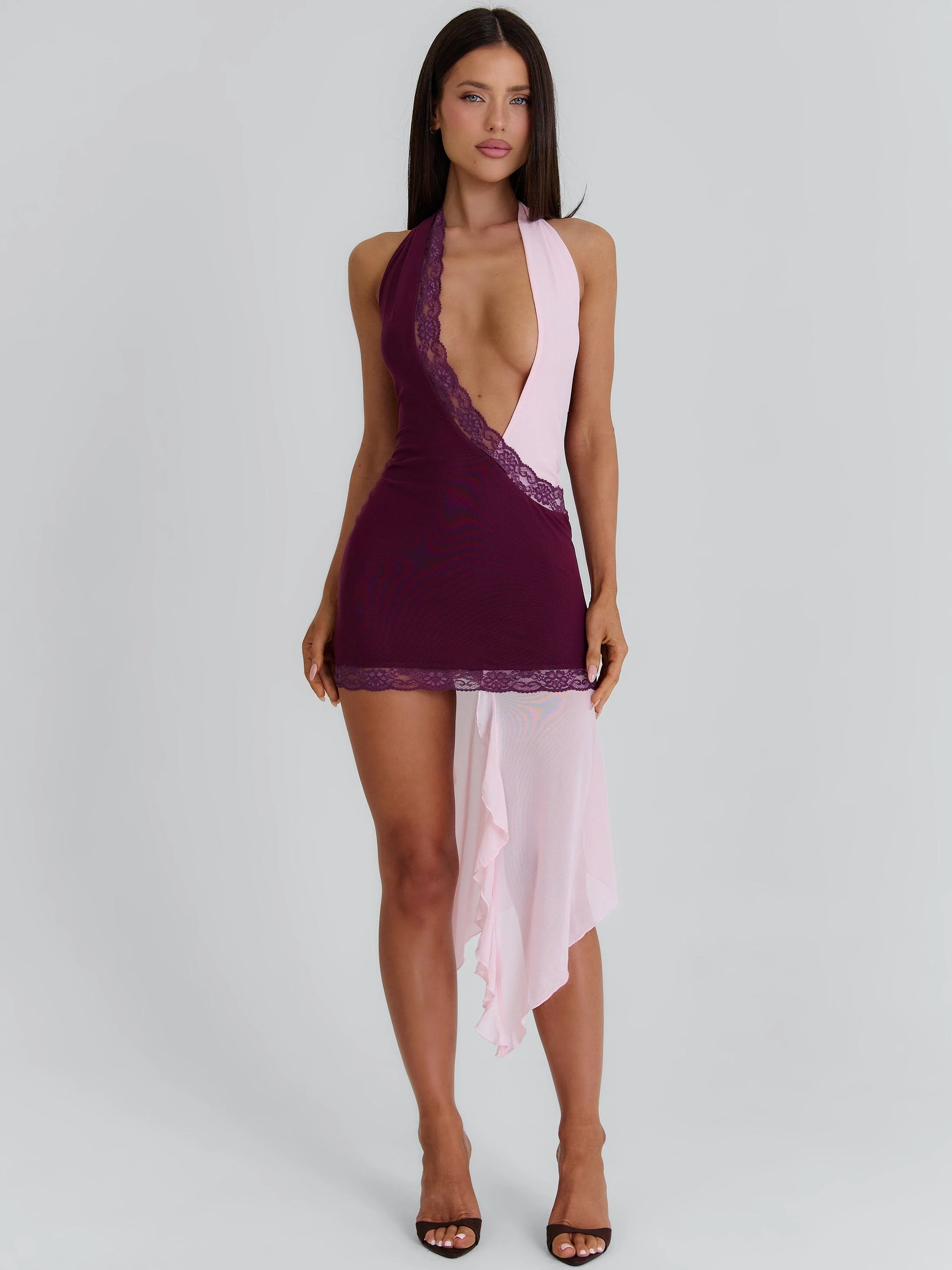 NATALEE MINI DRESS BURGUNDY