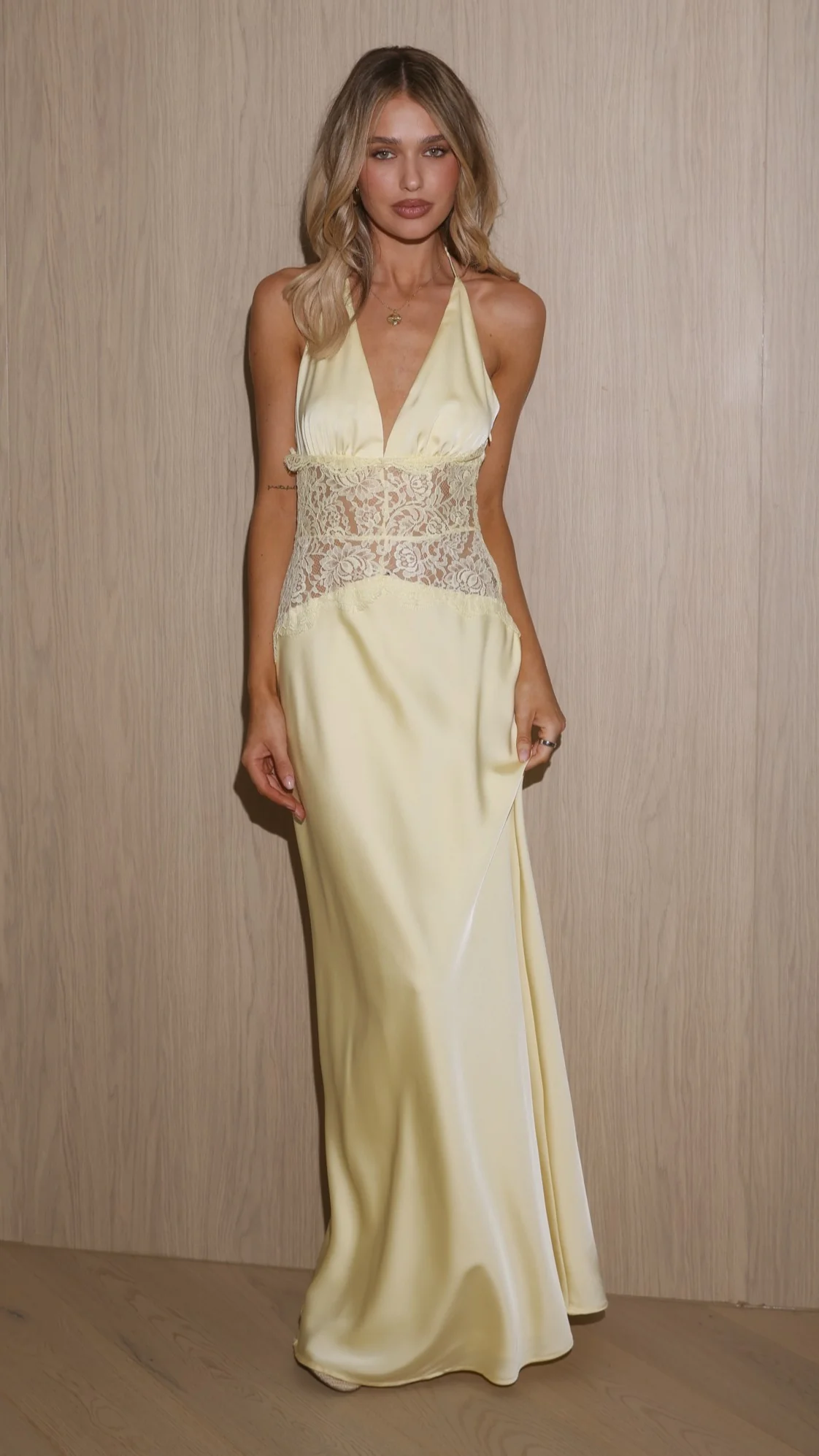 Celia Lace Maxi Dress - Yellow - luluinthesky