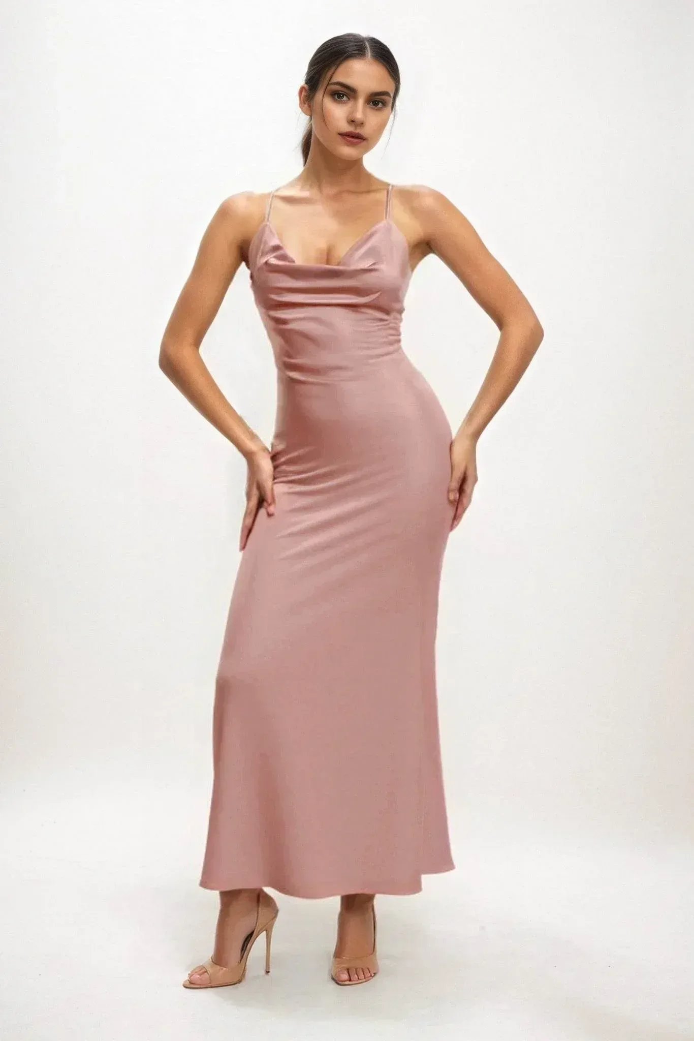 Sheath-Column Midi Luxe Satin Dress CB0831CS