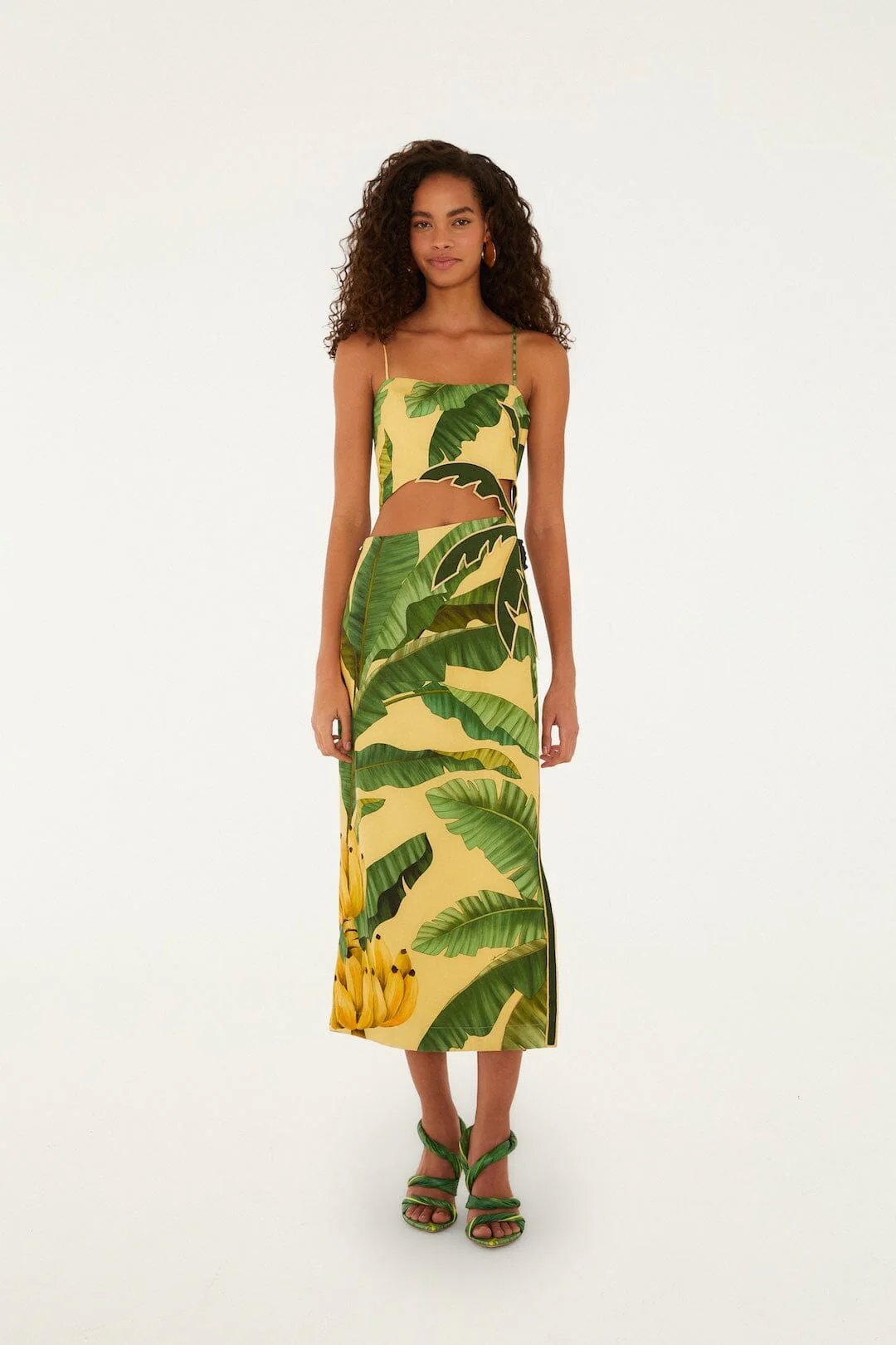 Soft Yellow Banana Leaves Maxi Dress