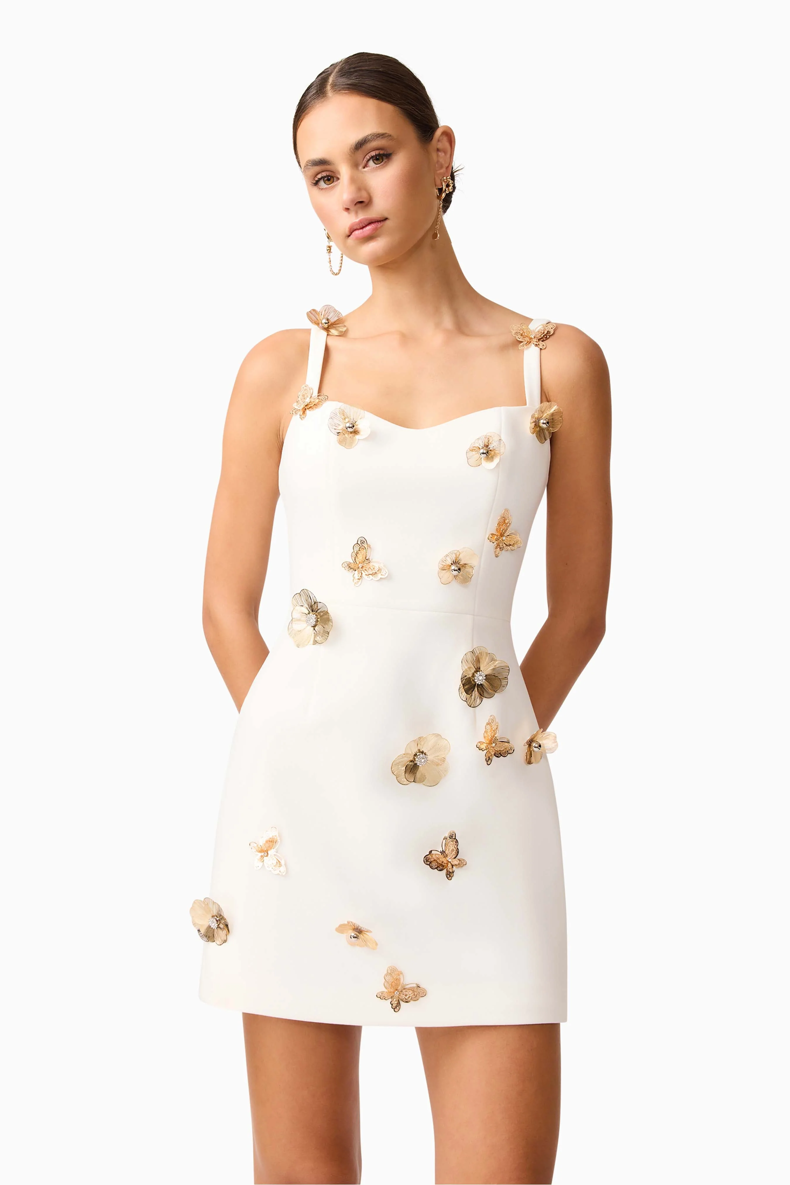 Mira Sweetheart Mini Dress in White