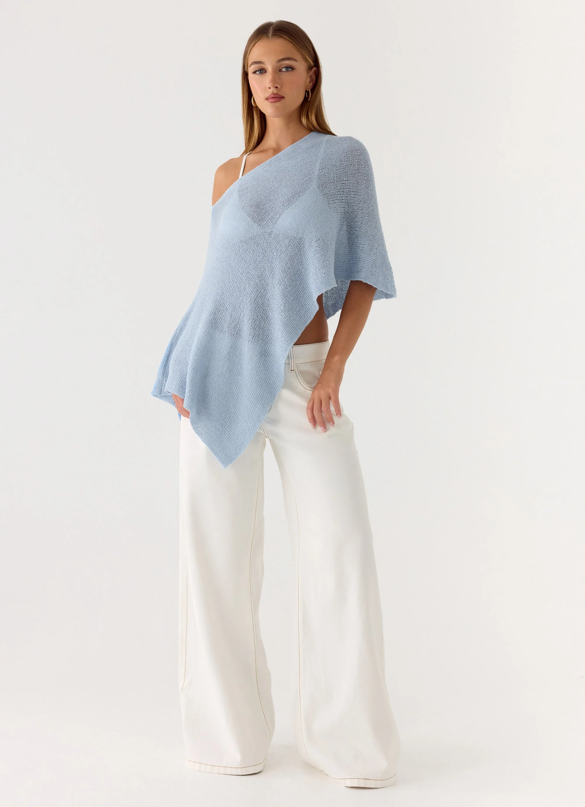 Yas Knit Cape - Blue - luluinthesky
