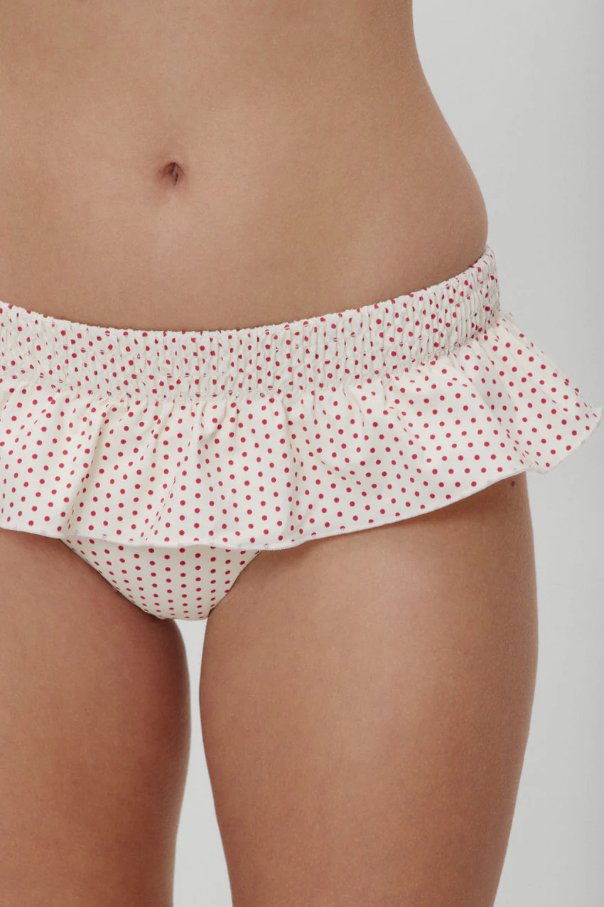 x BELLA HADID Sunday Swim Skirt - Strawberry Polka Dot - luluinthesky