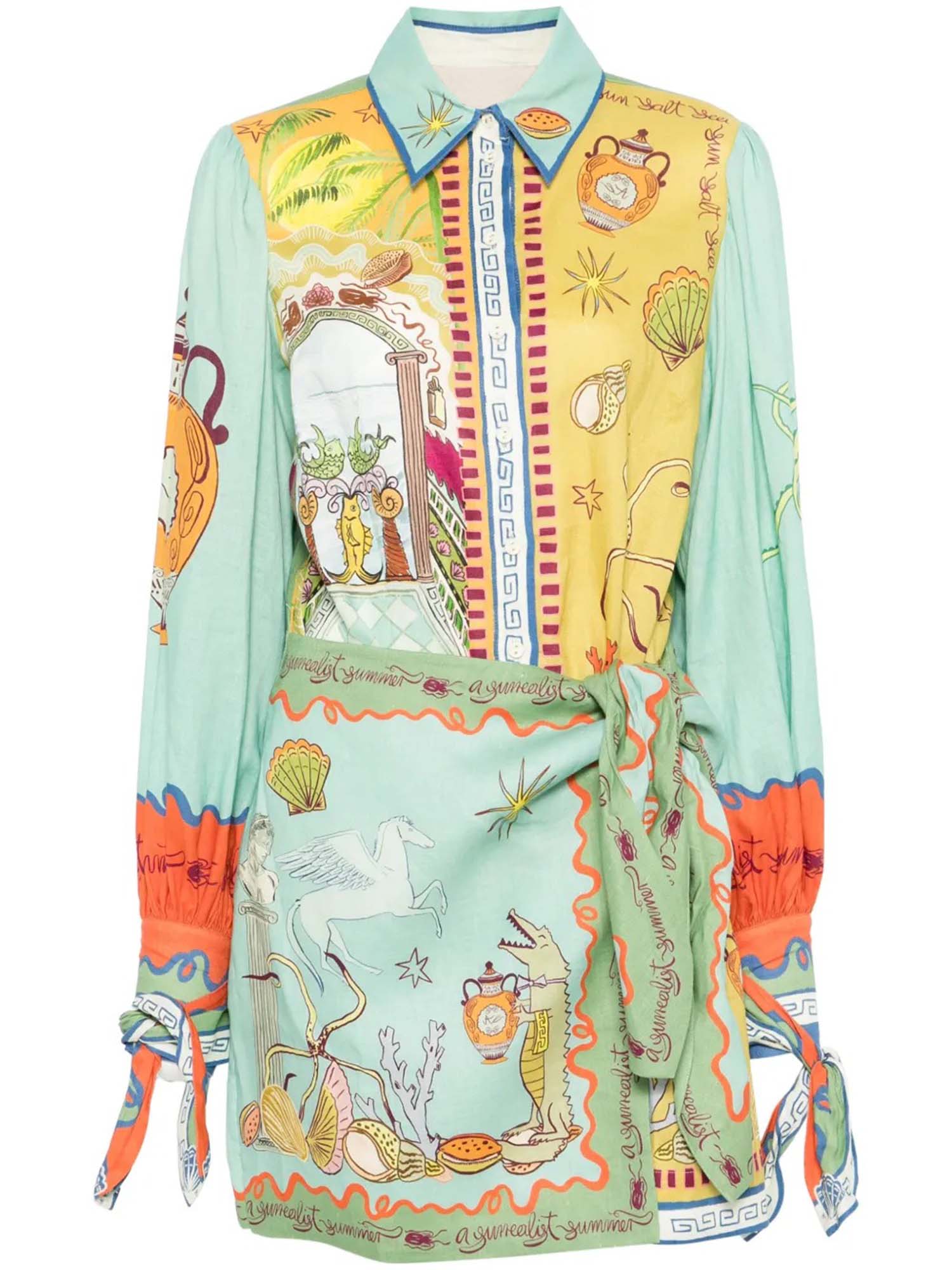 Whimsical Scarf-Tie Shirt Dress