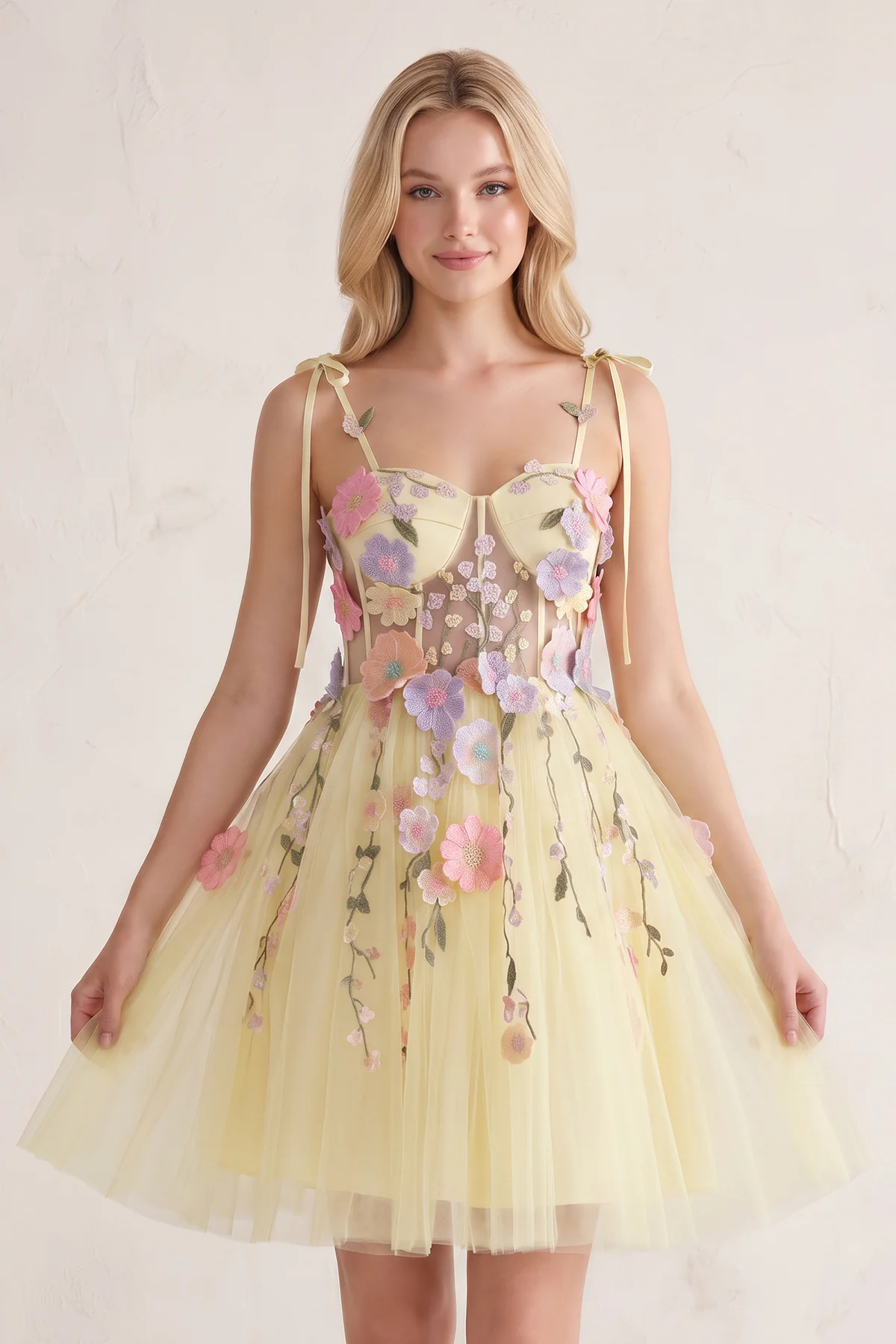 A-Line Lavender Bloom Mini Homecoming Dress