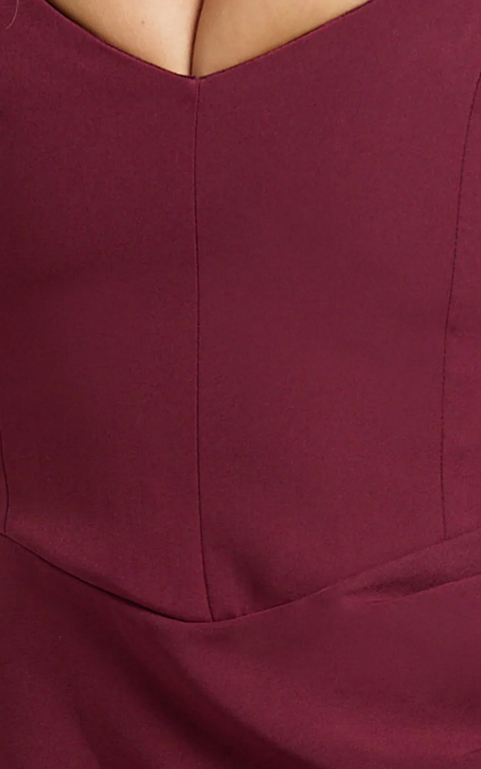 Veronika Maxi Dress - Off Shoulder Plunge High Split Dress in Wine
