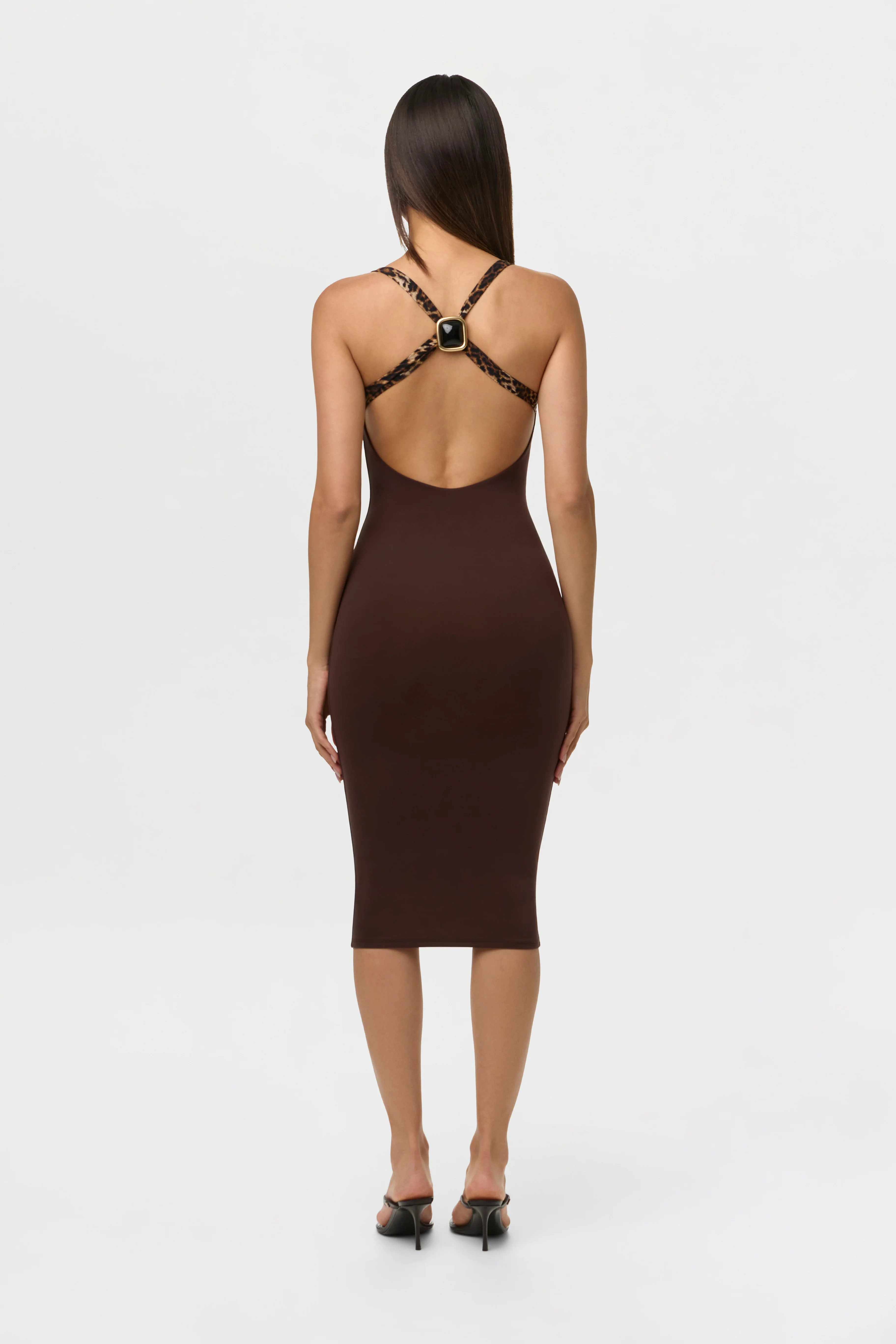 Naked Midi Dress with Print Straps