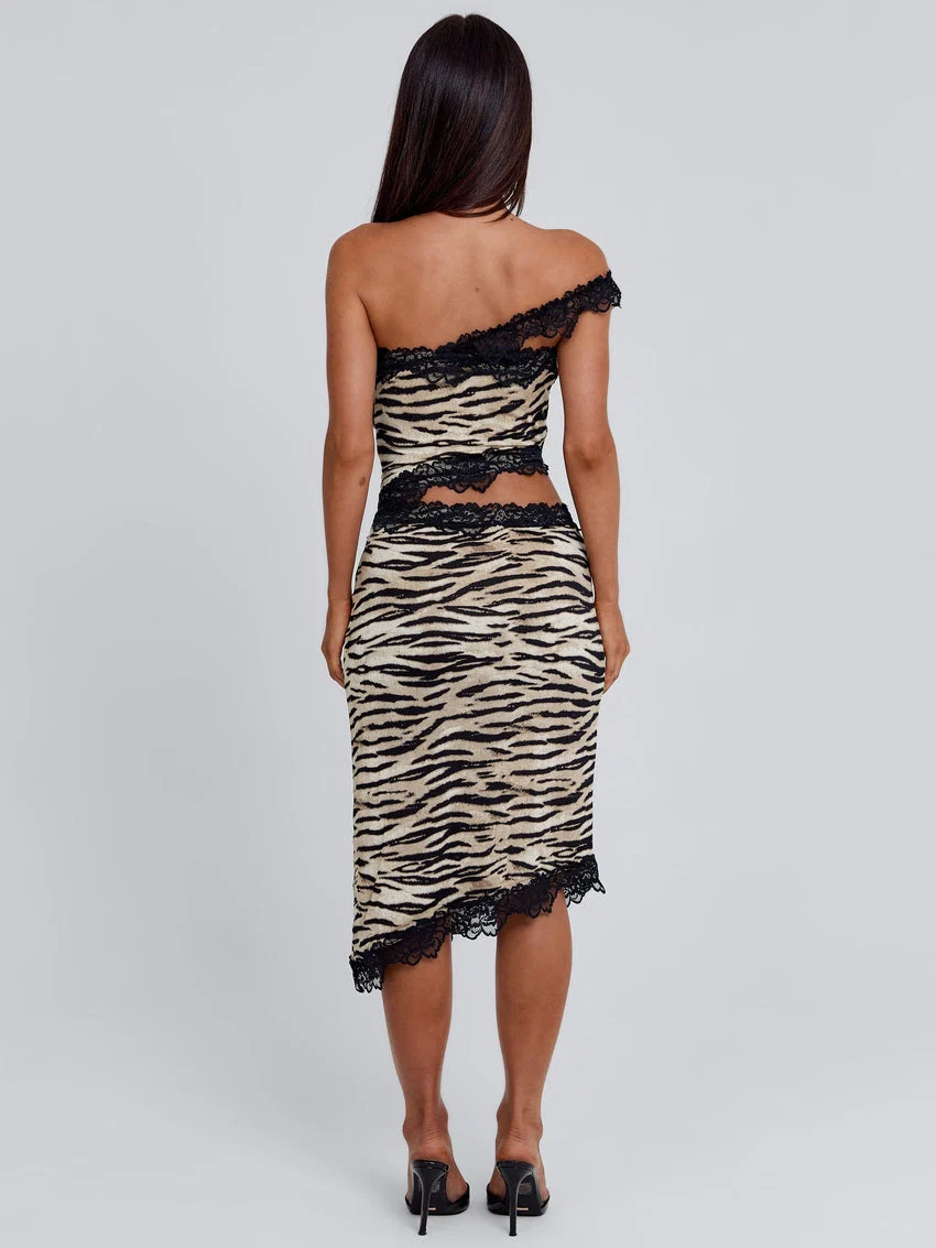 Melanie Midi Dress Zebra - luluinthesky