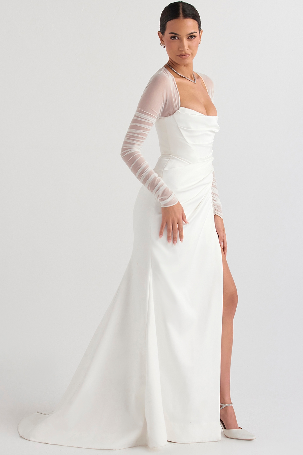 White Satin Bridal Gown