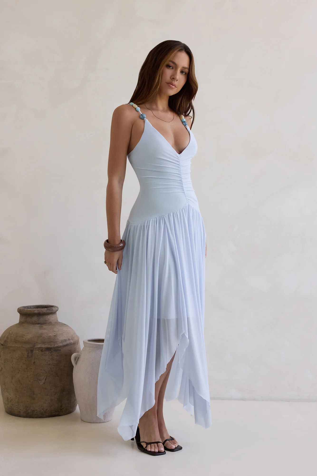 Call Me Later Mesh Maxi Dress Blue - luluinthesky