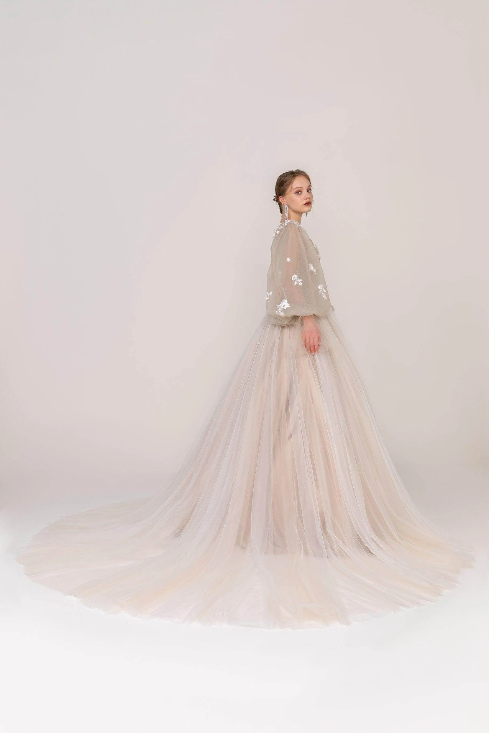 A-Line Court Train Tulle Wedding Dress CW2421