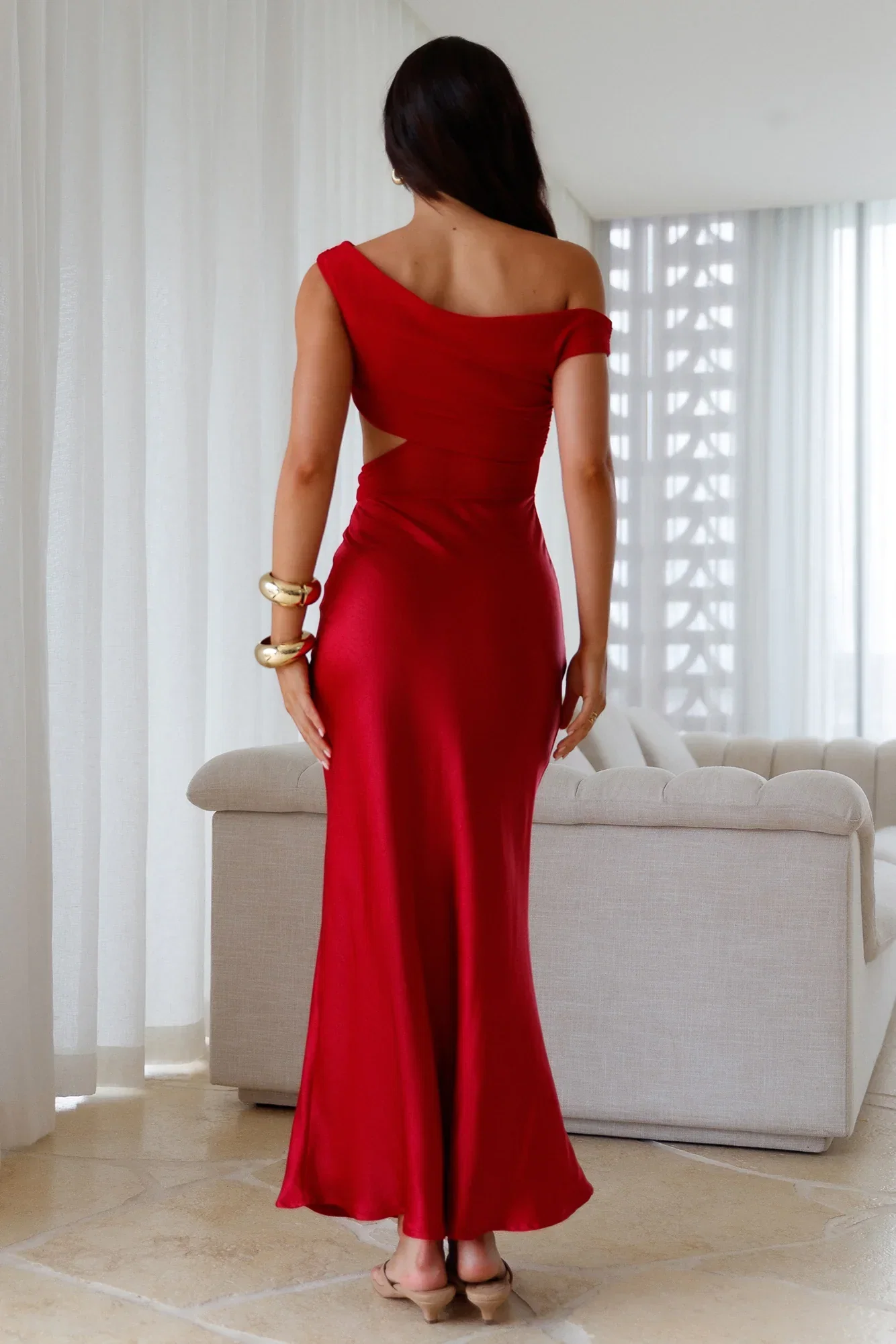 Dreamer���s Path Off The Shoulder Maxi Dress Red