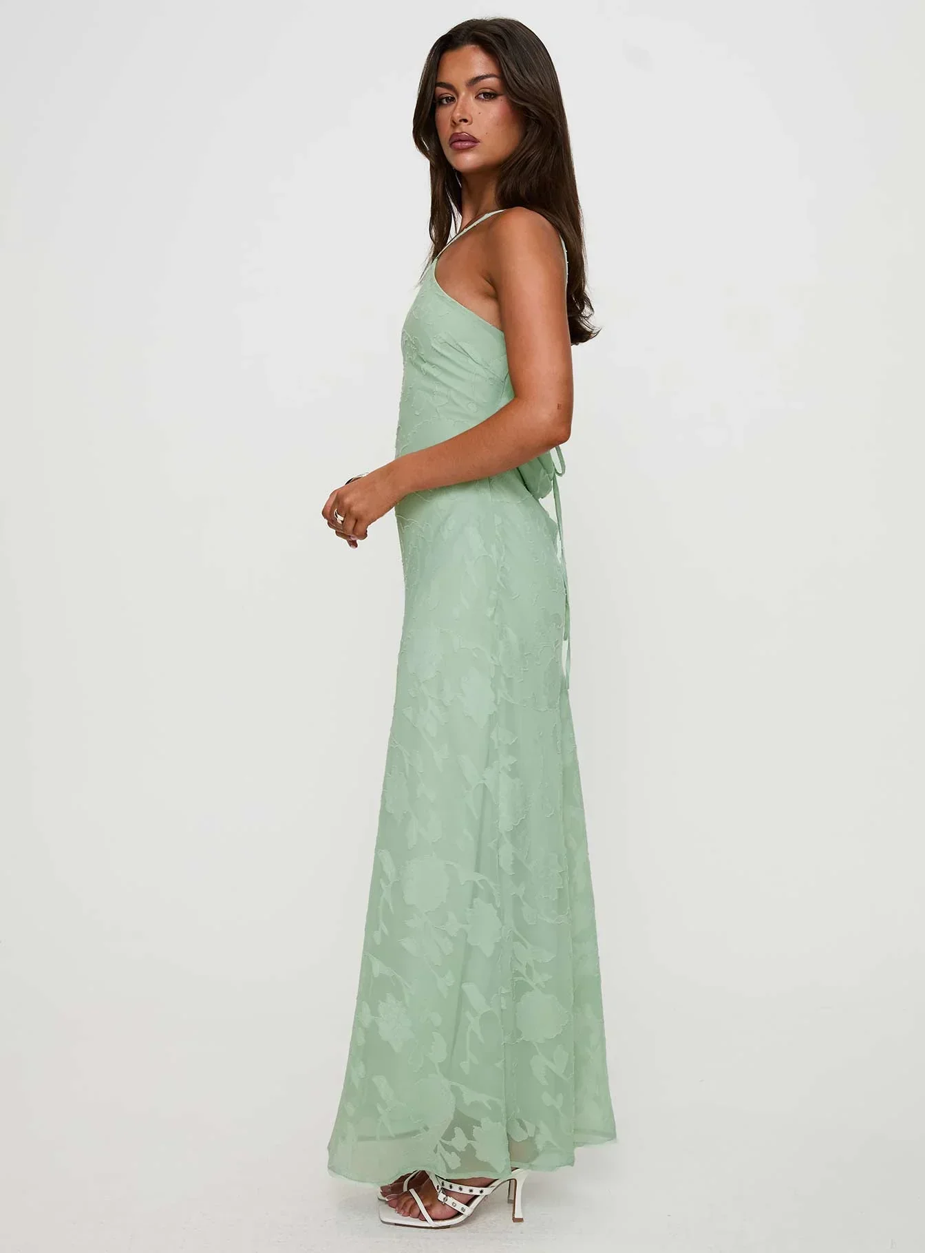 Zoelle Halter Maxi Dress Sage - luluinthesky