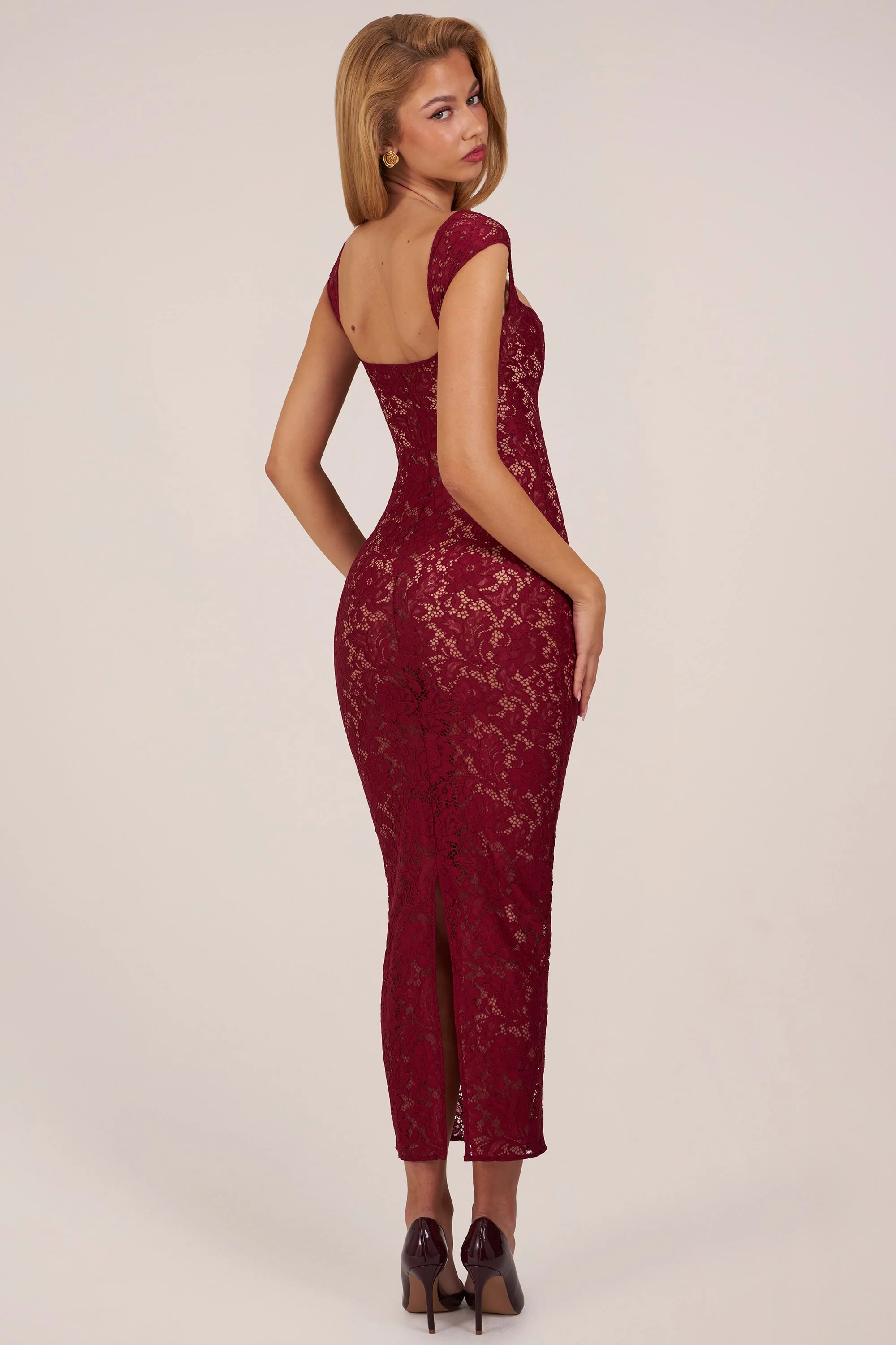 Sweetheart-Neck Maxi Dress in Cherry Red