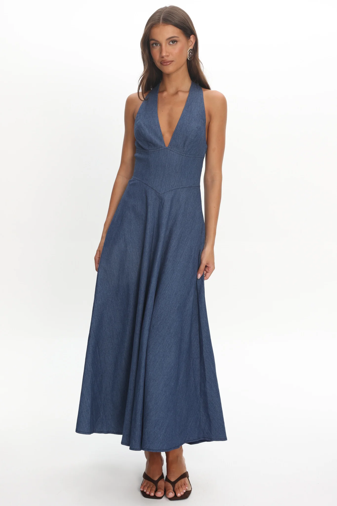 Riga Halterneck Maxi Dress Light Blue