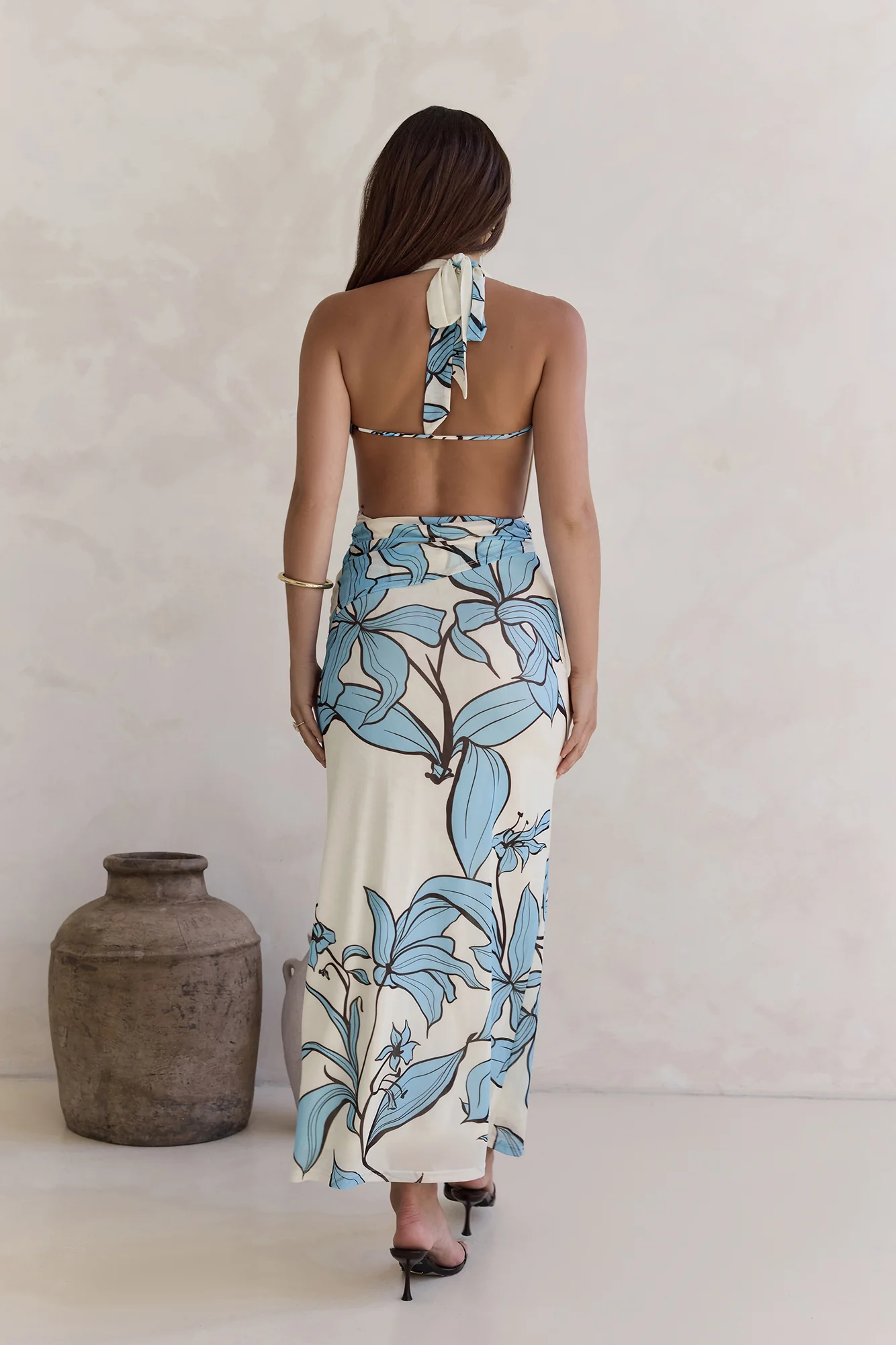Light The Ocean Halter Maxi Dress Blue