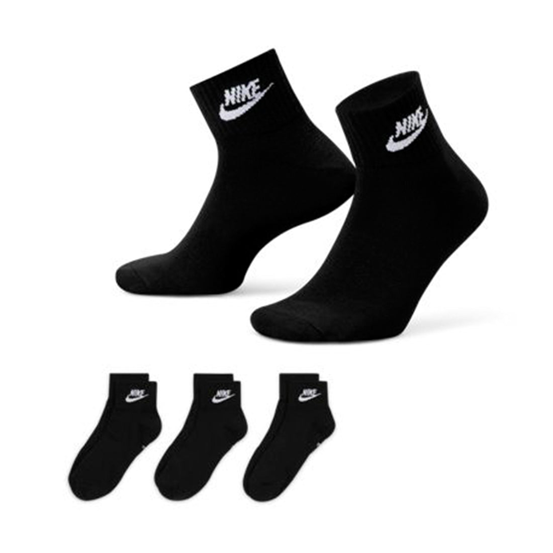 NIKE Everyday Essential Ankle Socks (3 Pairs) BLACK
