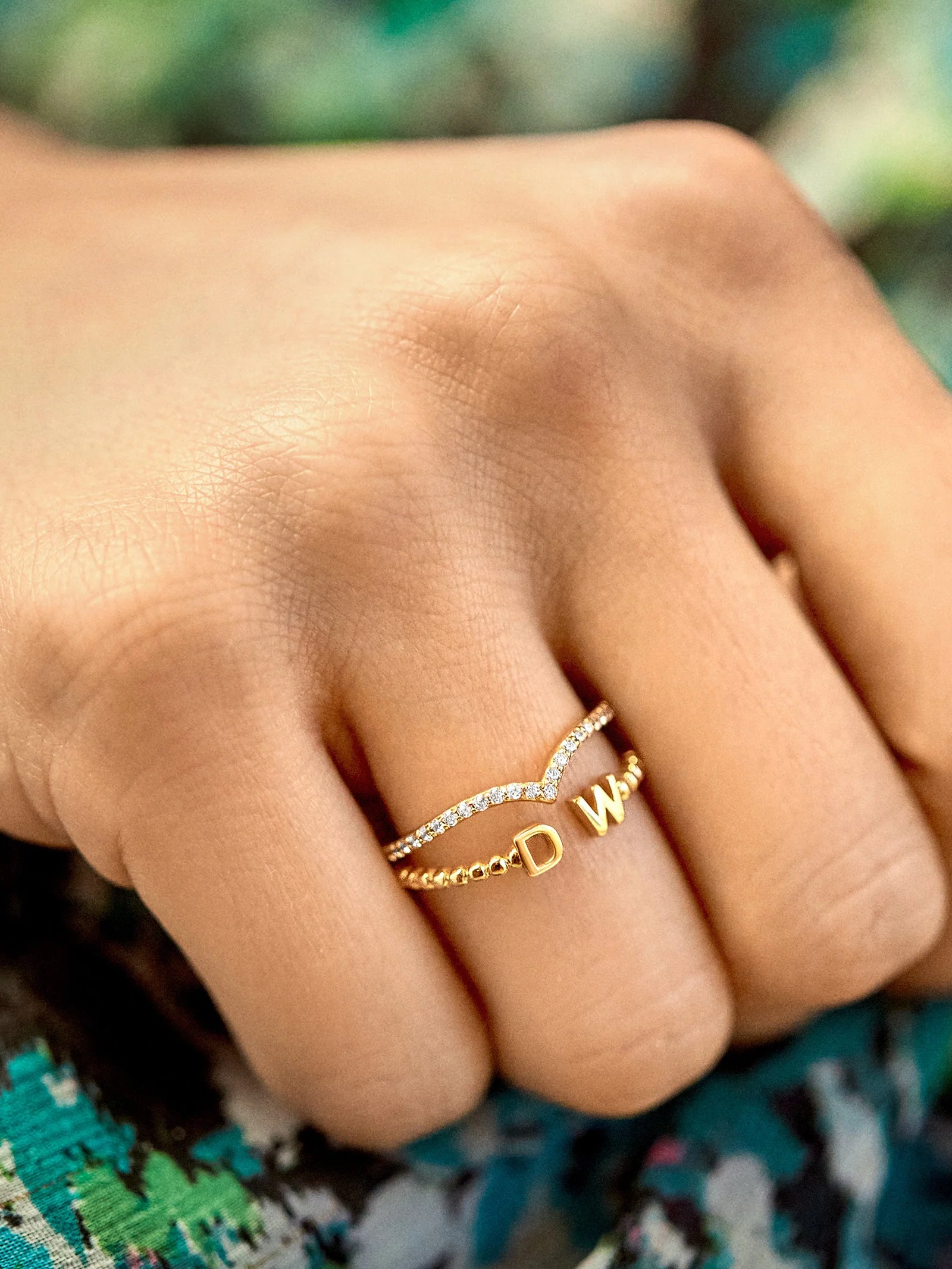 14K Gold Custom Initial Ring - Gold