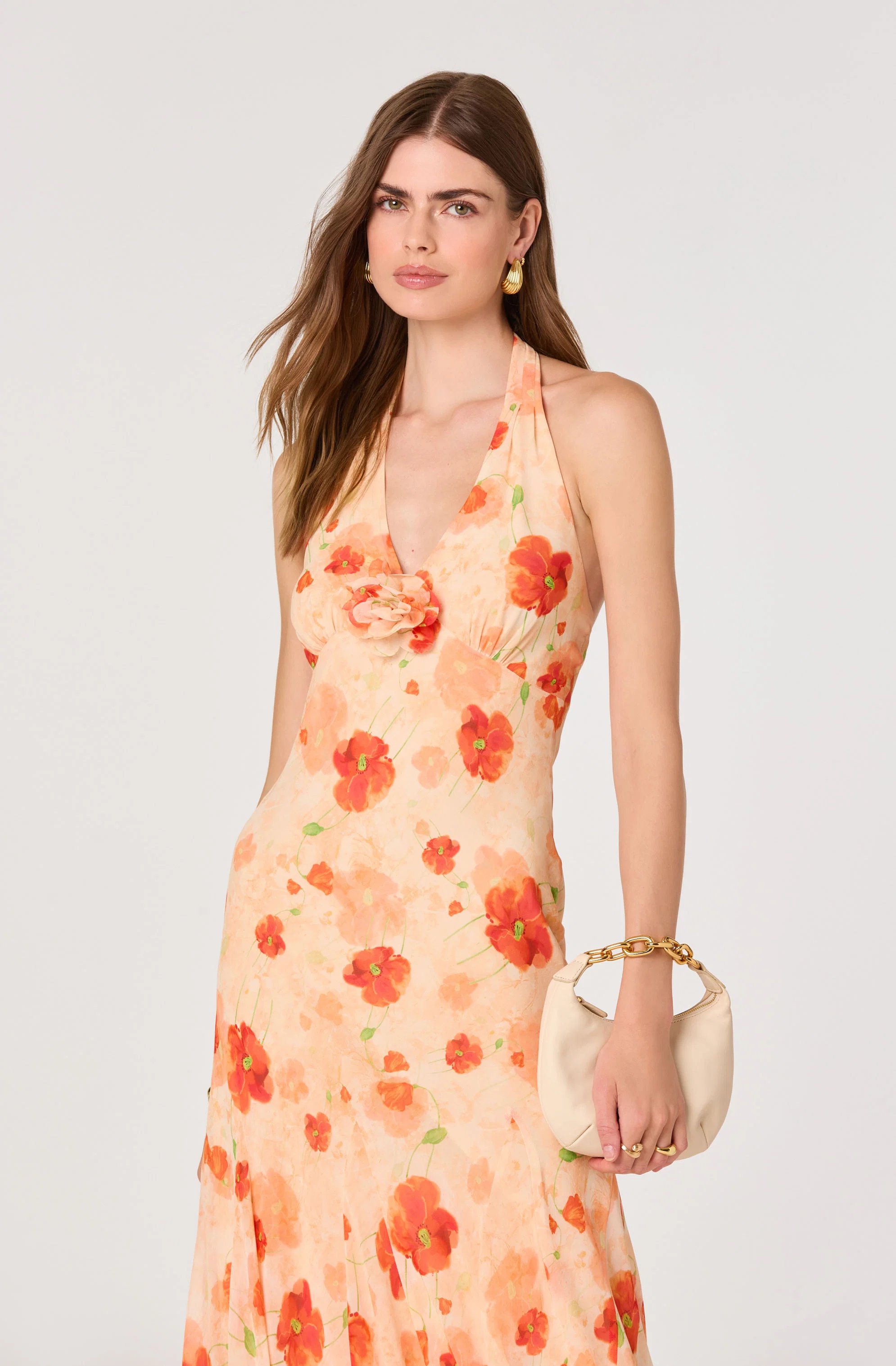 Yasmeen Floral Halter Godet Maxi Dress