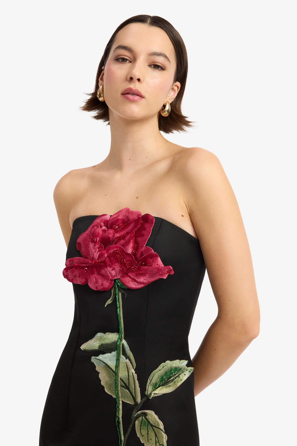 Rayna Appliqué Rose Maxi Dress - Ebony
