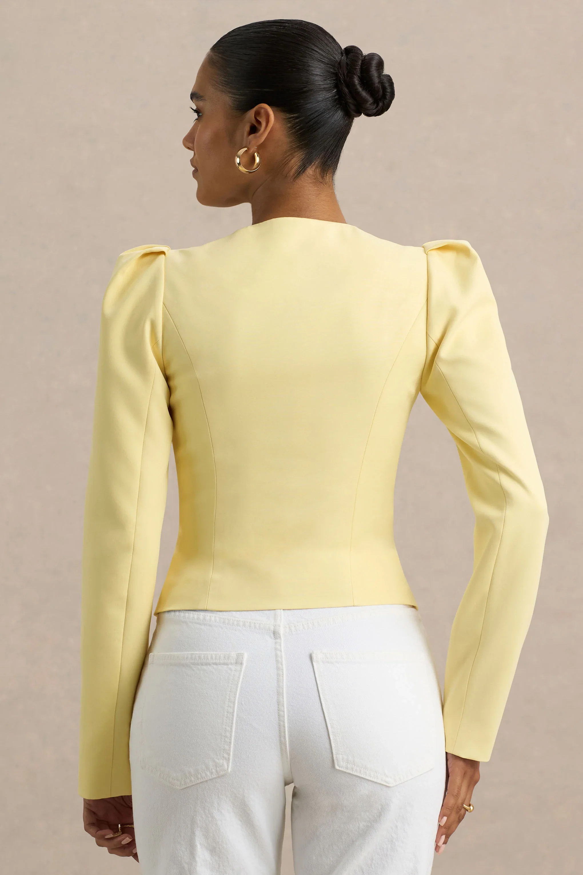 Olympia | Lemon Sweetheart-Neck Tailored Top