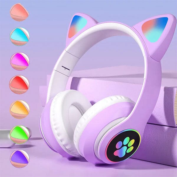 SoundLogicXT TWS Foldable Bluetooth Cute Purple Cat Headphones