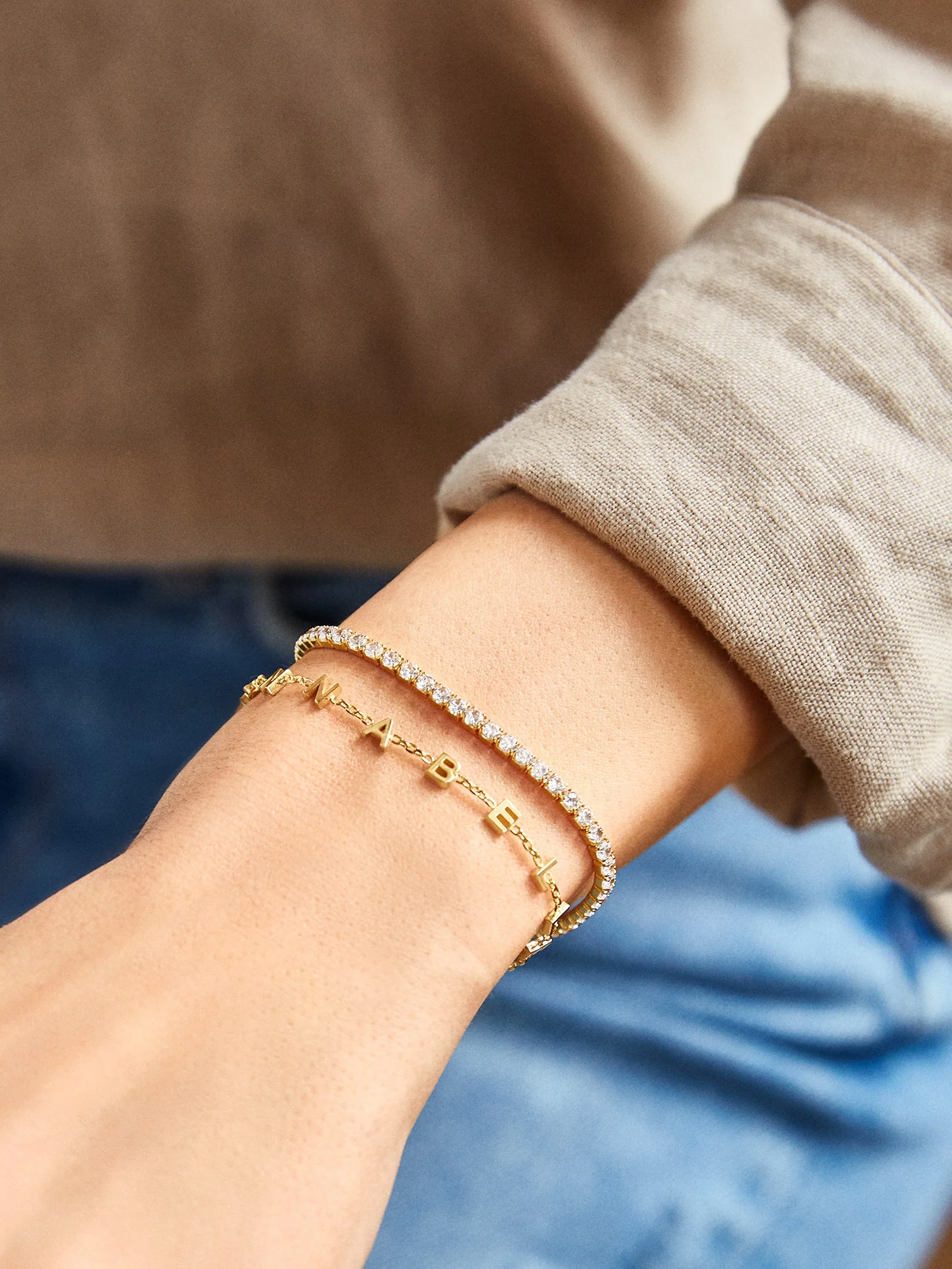 Mini Sterling Silver Spaced Letter Custom Bracelet - Sterling Silver