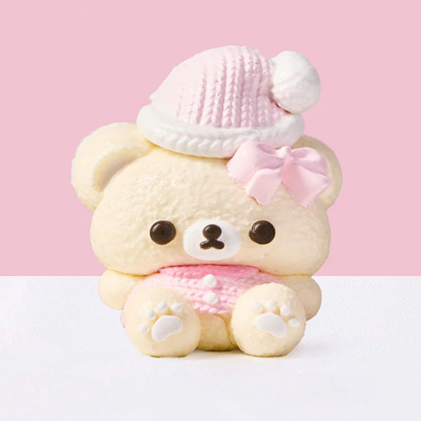 SqueezeSquad Taba Deluxe Premium Silicone Squishies® Fidget Toy - Pink Hatted Bear
