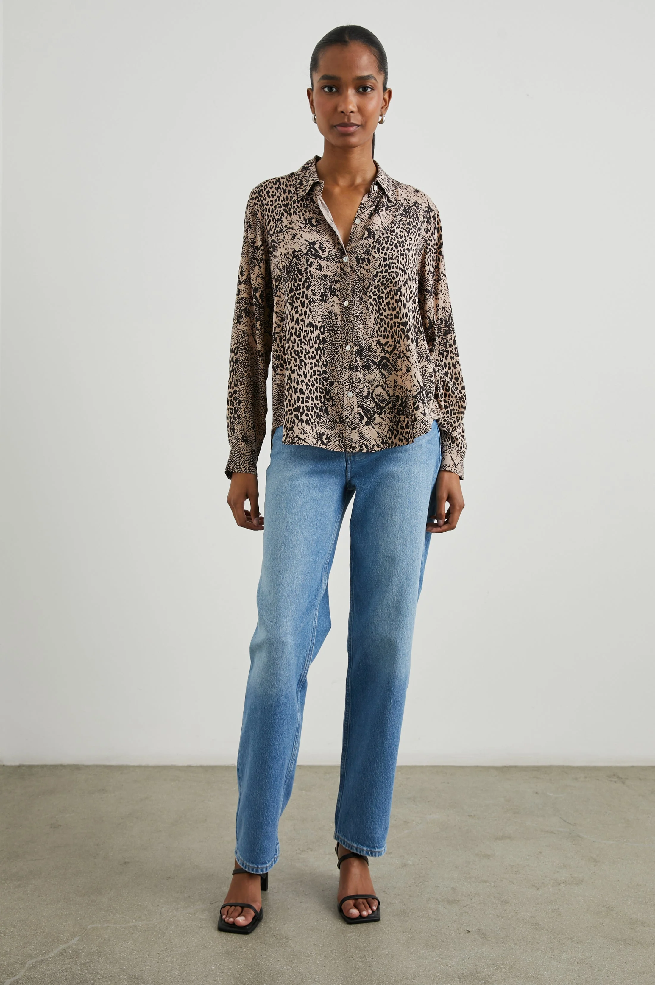 Josephine Shirt - Taupe Mixed Animal