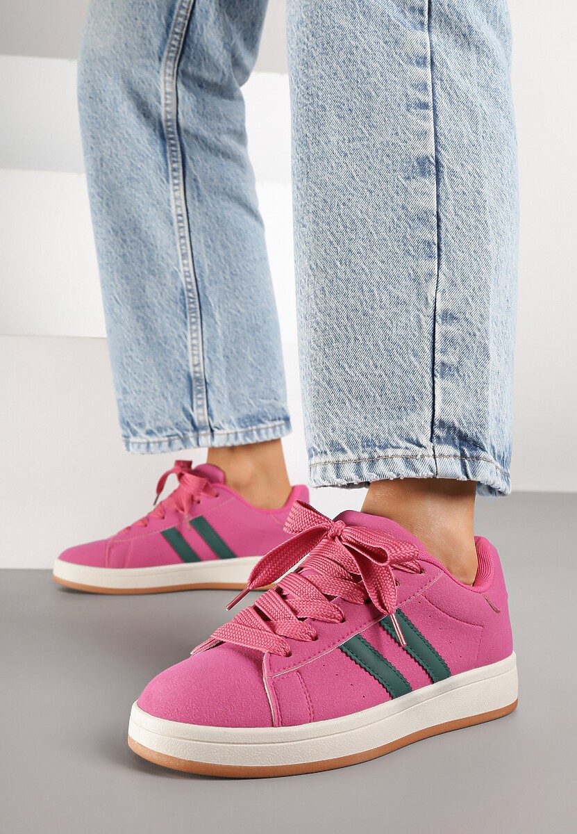Różowe Sneakersy z Geometrycznym Wzorem Rillomia