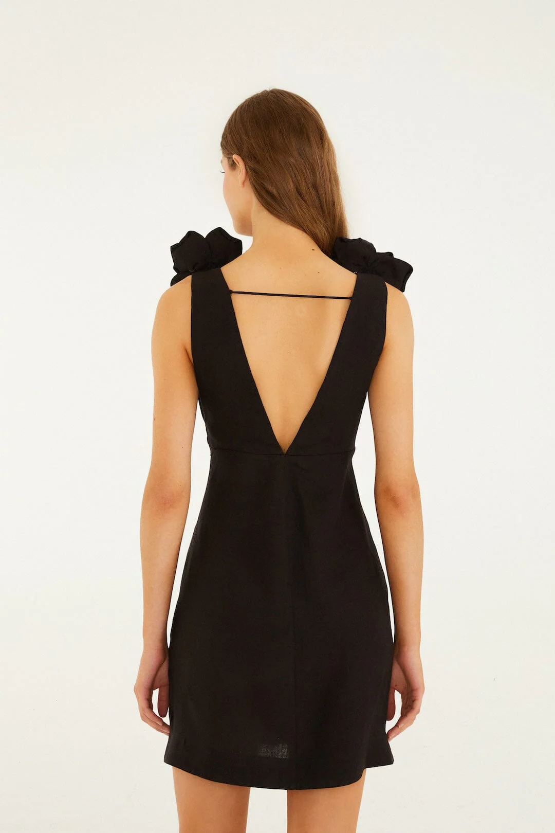 Black 3d Flowers Sleeveless Mini Dress