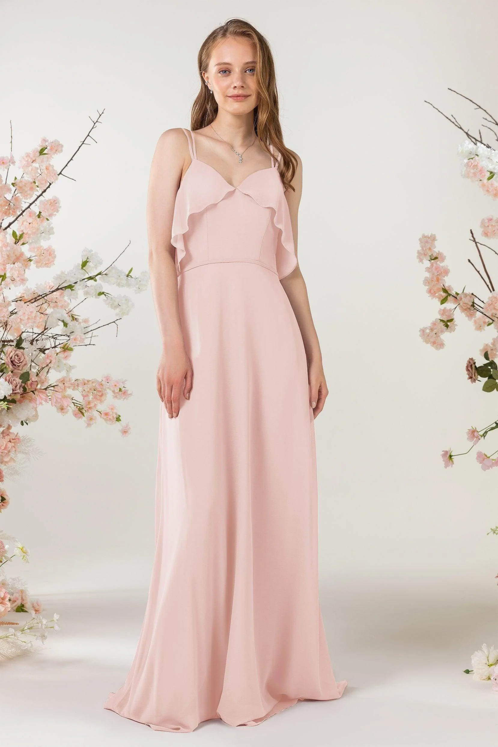 Sheath Sweep-Brush Train Chiffon Bridesmaid Dress CB0472