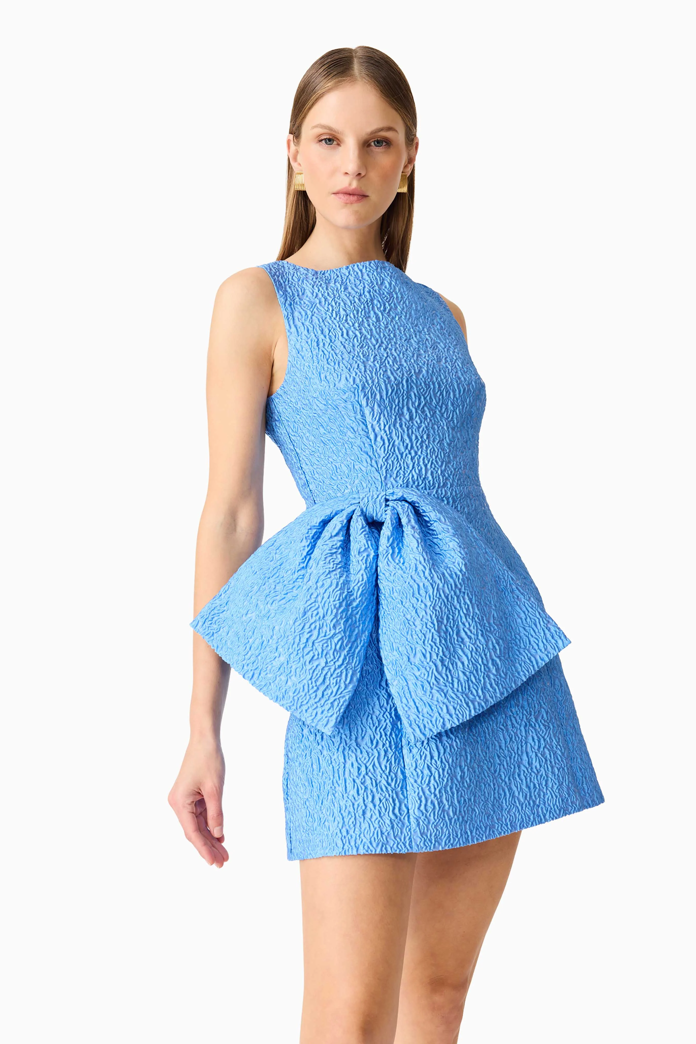Briallen Jacquard Mini Dress in Blue