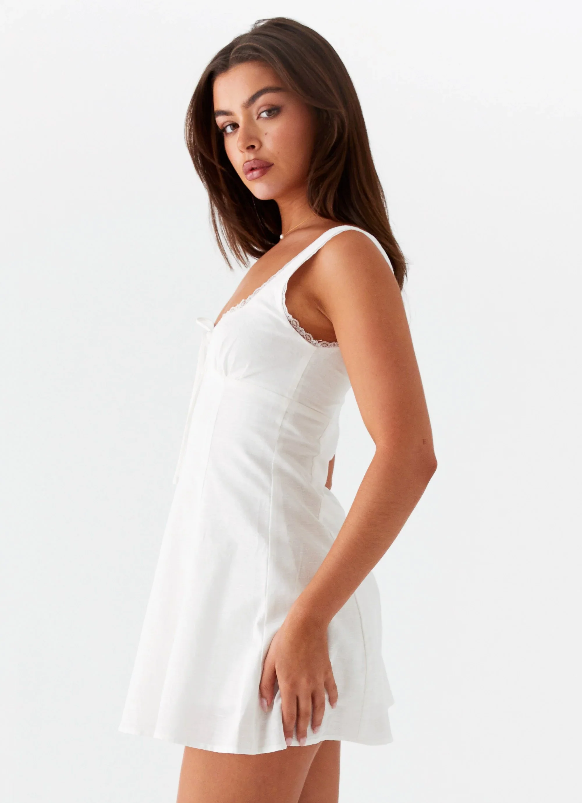 Rowena Mini Dress - White - luluinthesky
