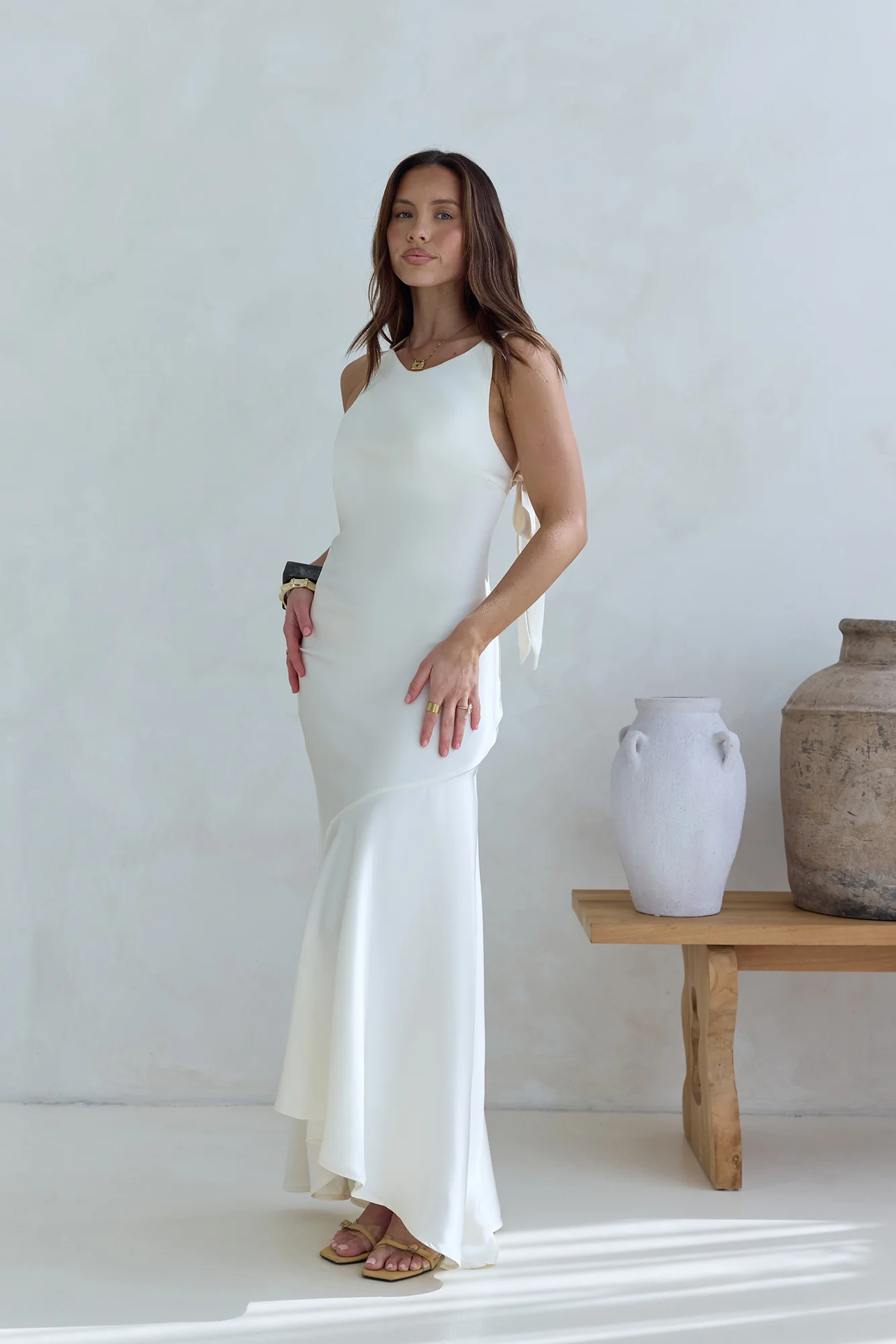 Oath To You Satin Maxi Dress Champagne