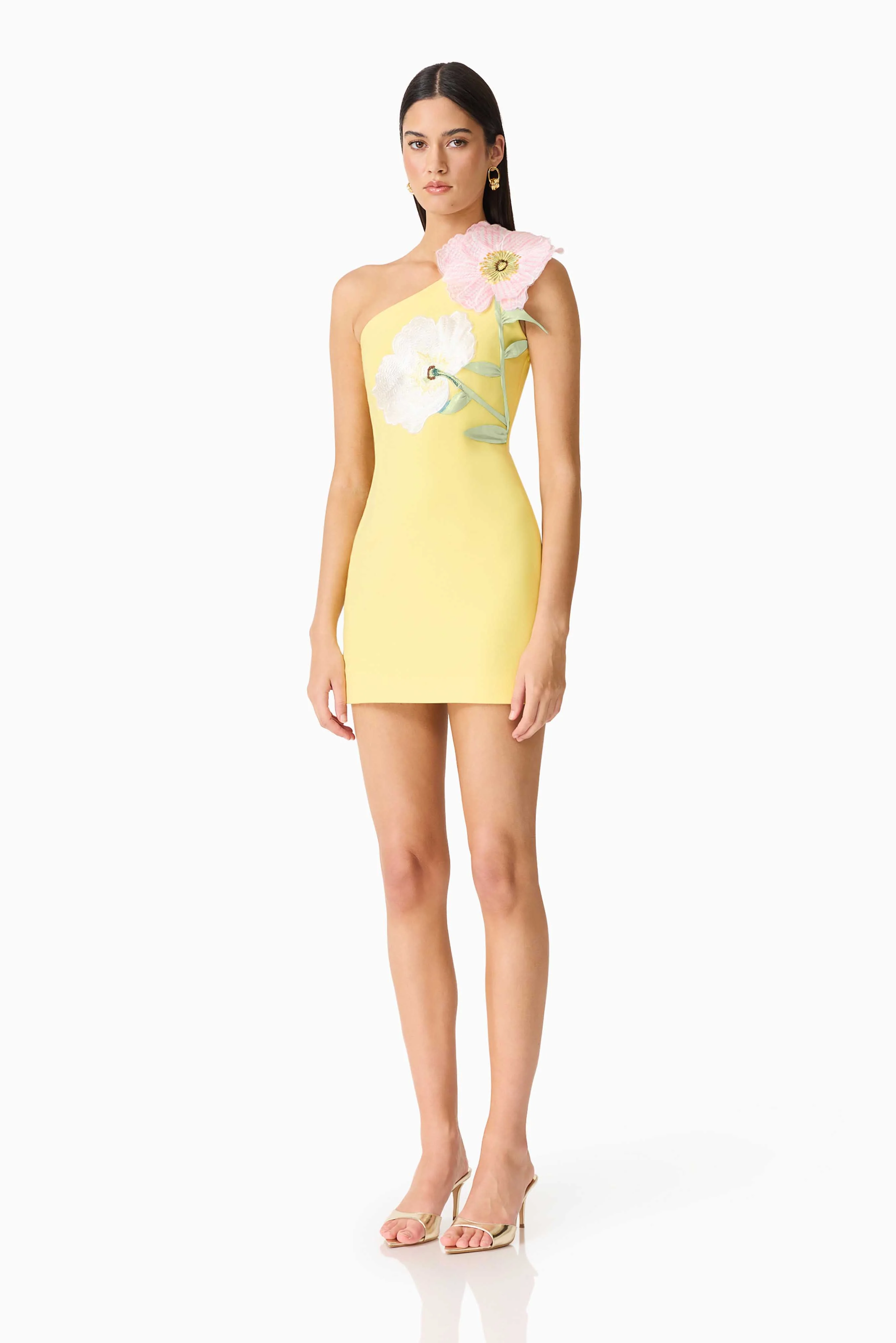 Hope One Shoulder Mini Dress in Yellow