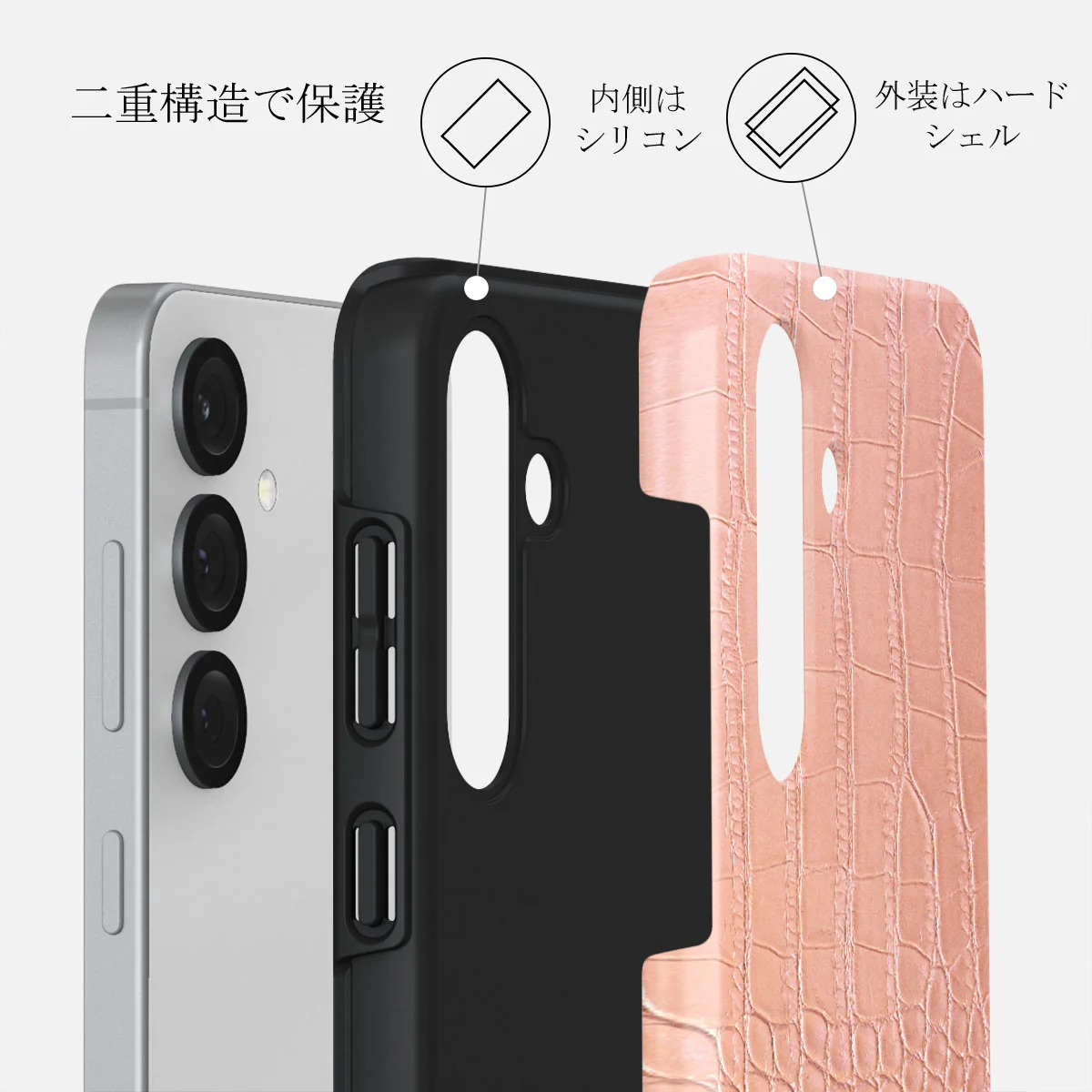 Pink Croco - Samsung Galaxy S25 ケース