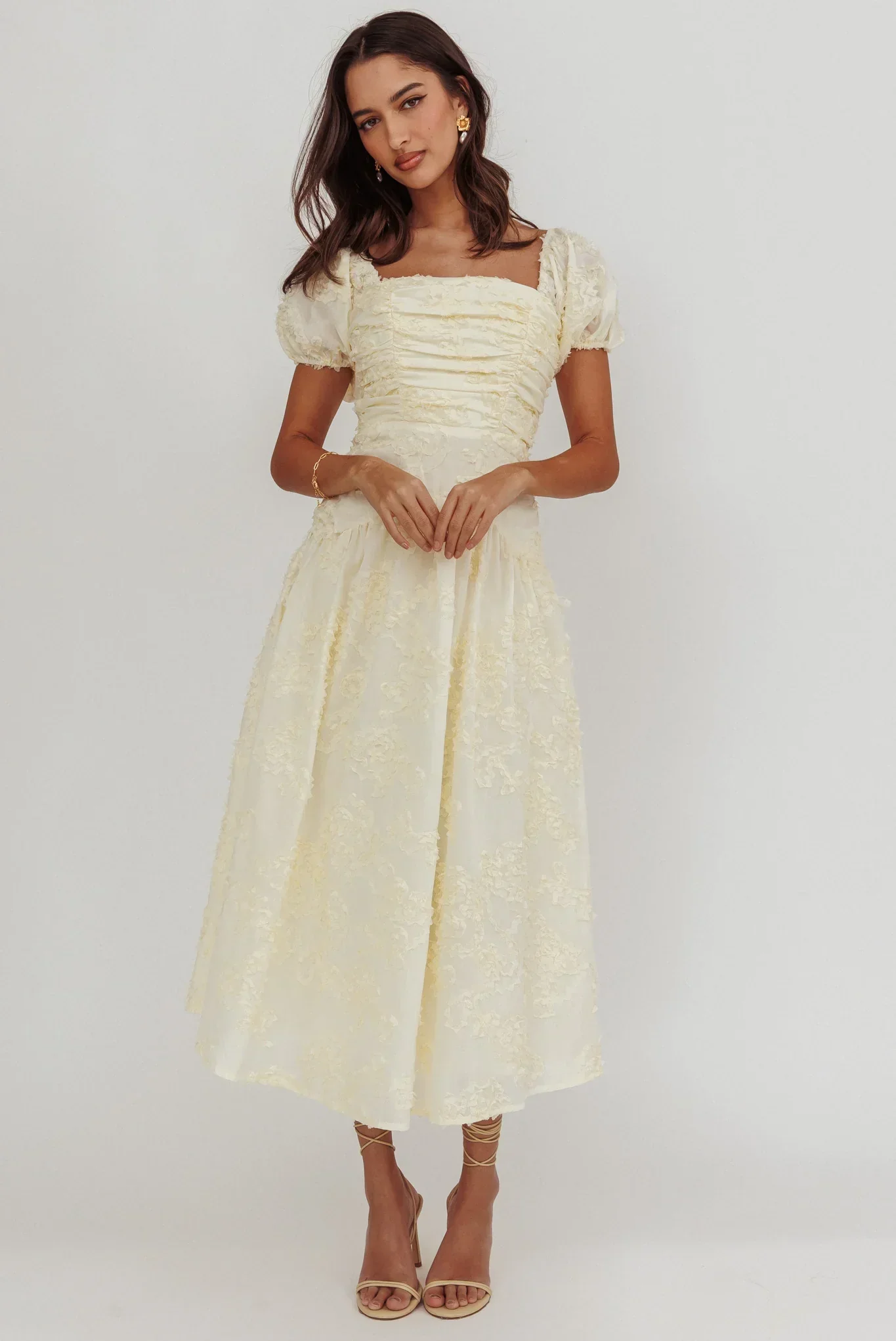 Telma Puff Sleeves Midi Dress Butter