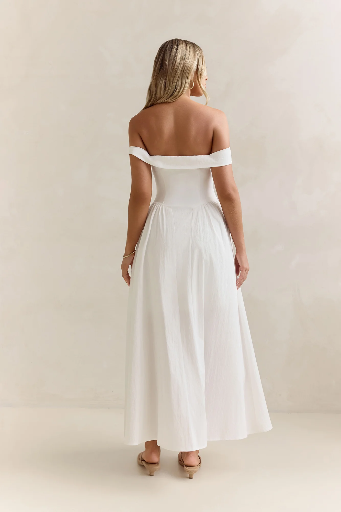 Memory Of Fate Off Shoulder Maxi Dress White