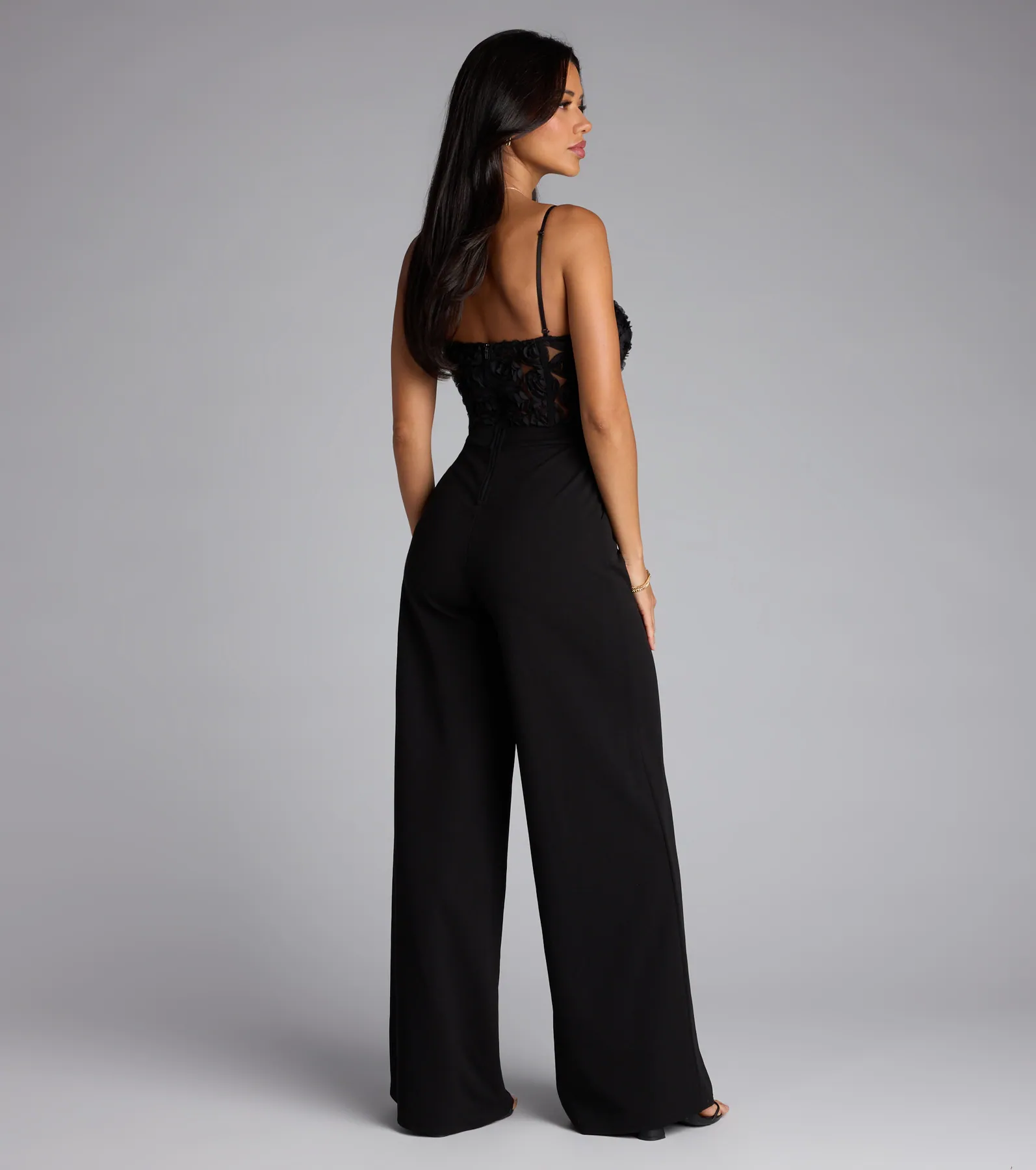 Bare Necessities Floral Applique Corset Jumpsuit