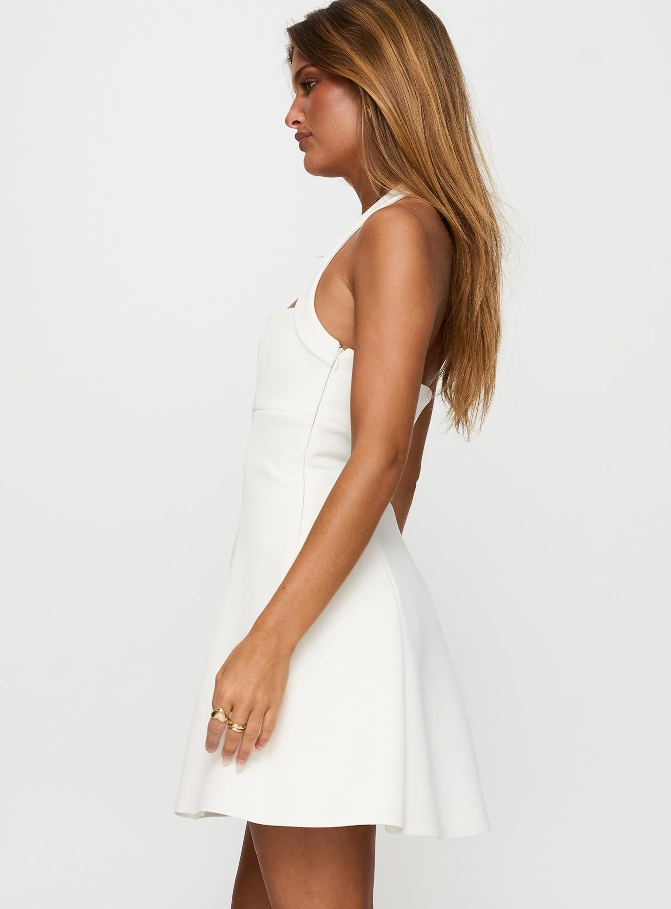 Alyn Halter Mini Dress White - luluinthesky
