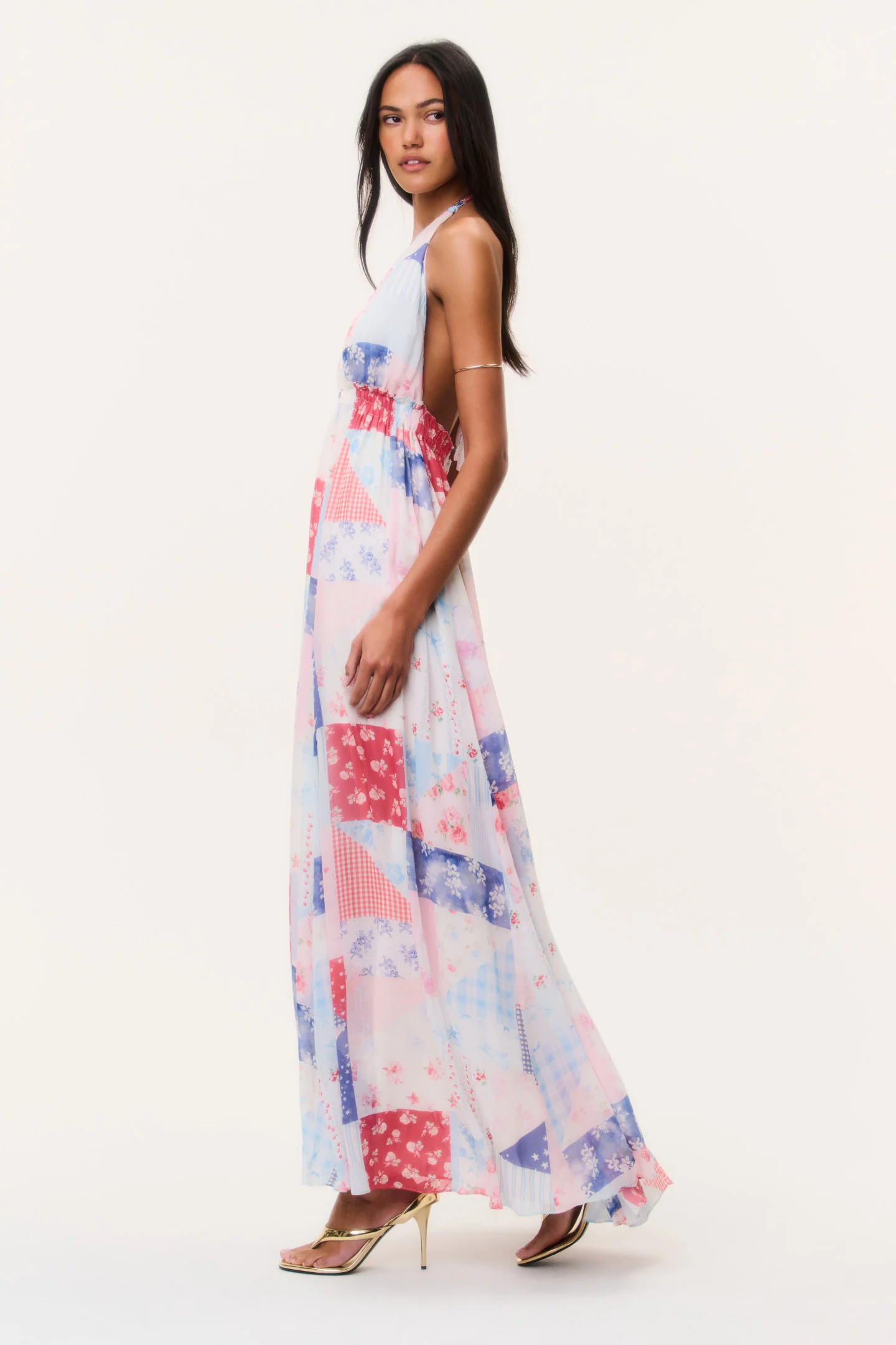 Fancy Patchwork Halter Maxi Dress