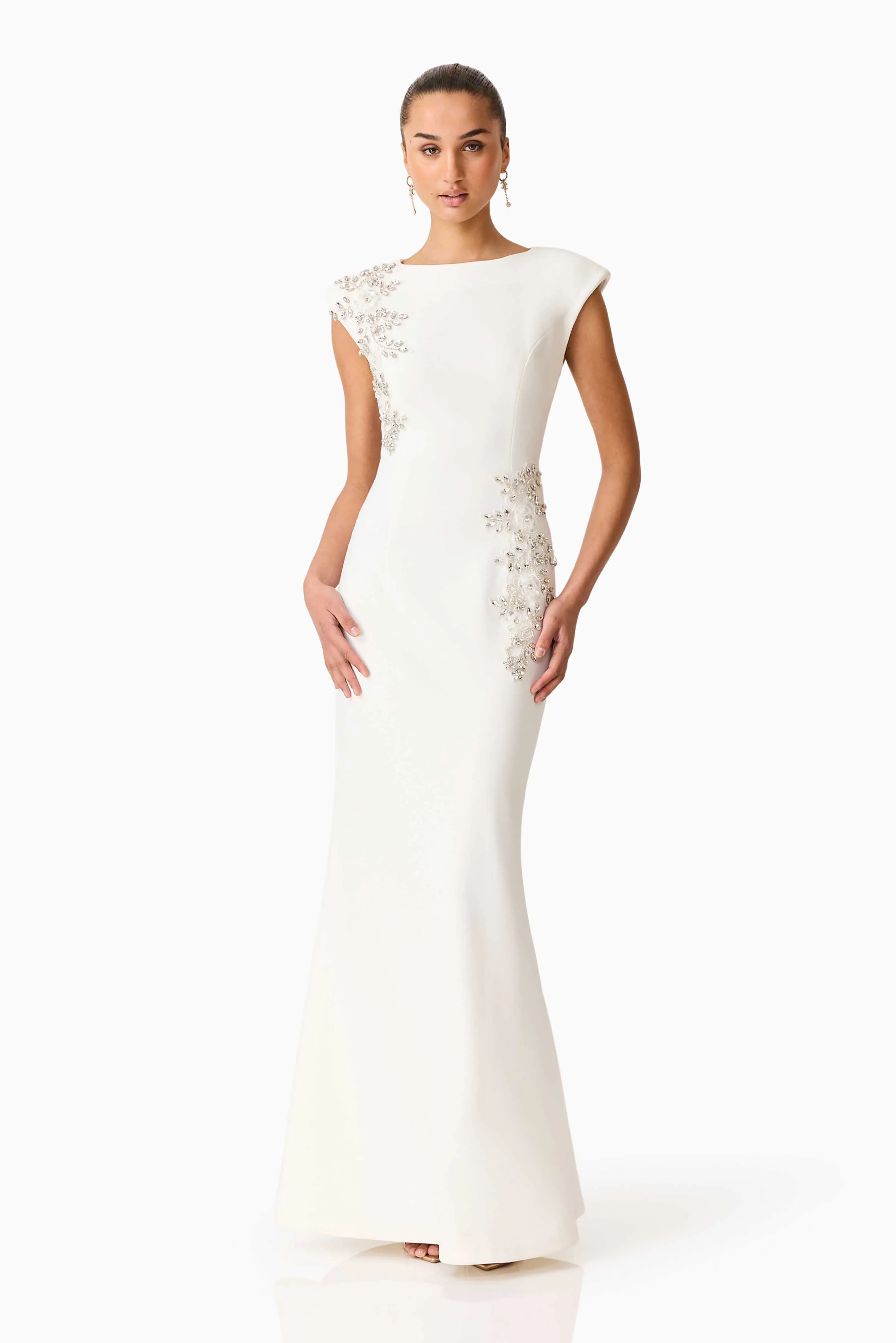 Veda Embellished Gown in White