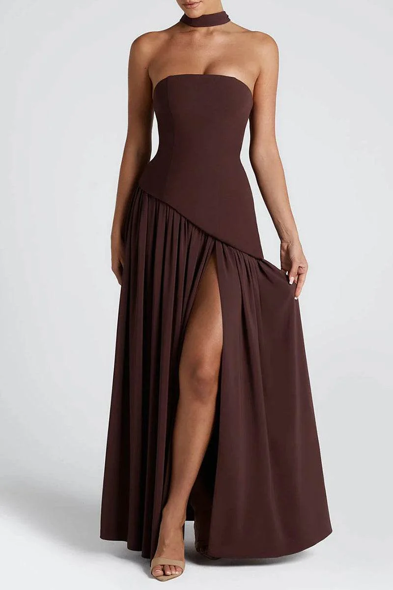 A-Line Maxi Knitted Fabric Dress 970800986791